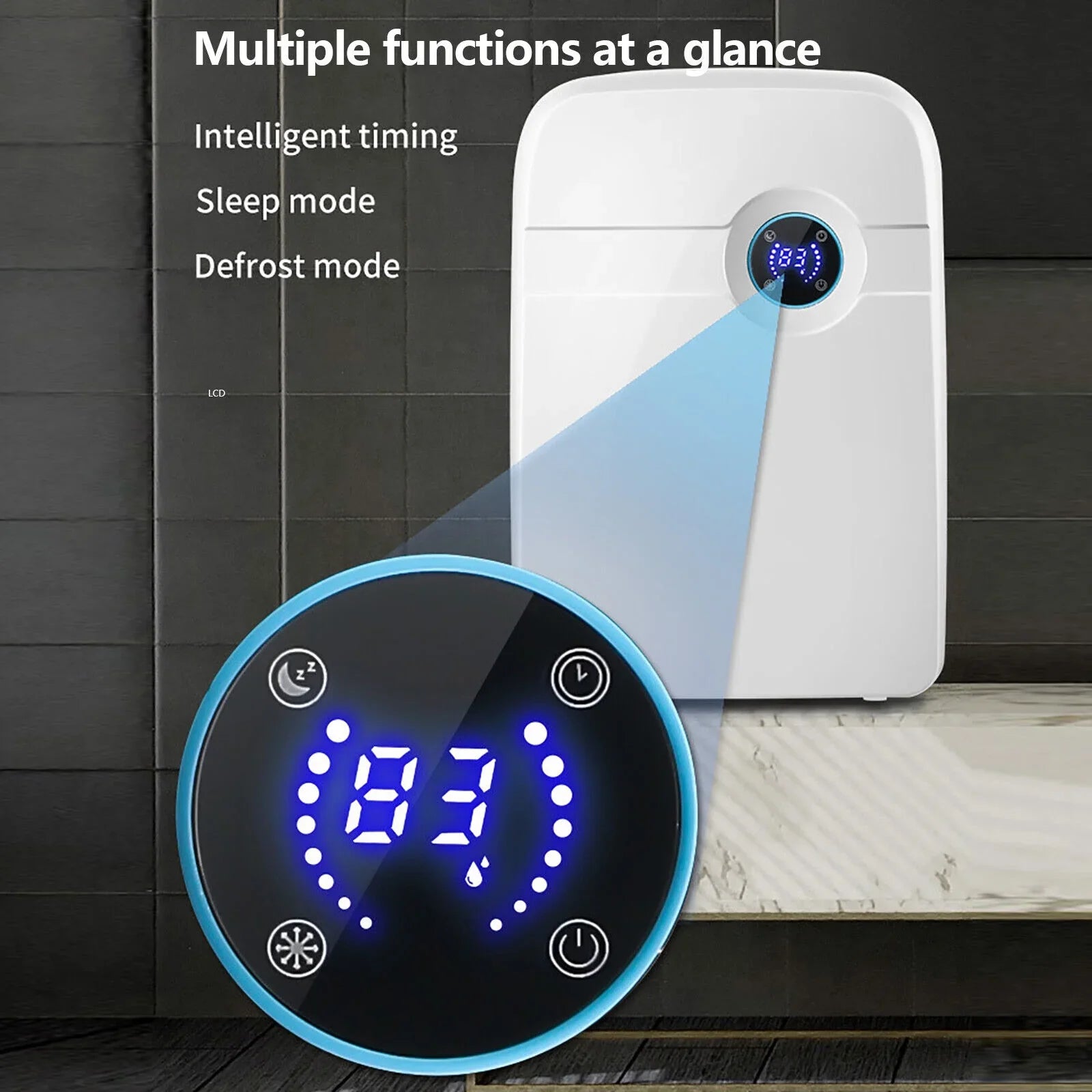 Stylish ZhdnBhnos Portable MIni Compact Dehumidifier Moisture Dryer w/ Drain Hose 2.5L Water Tank for Bedroom Caravan RV Garage