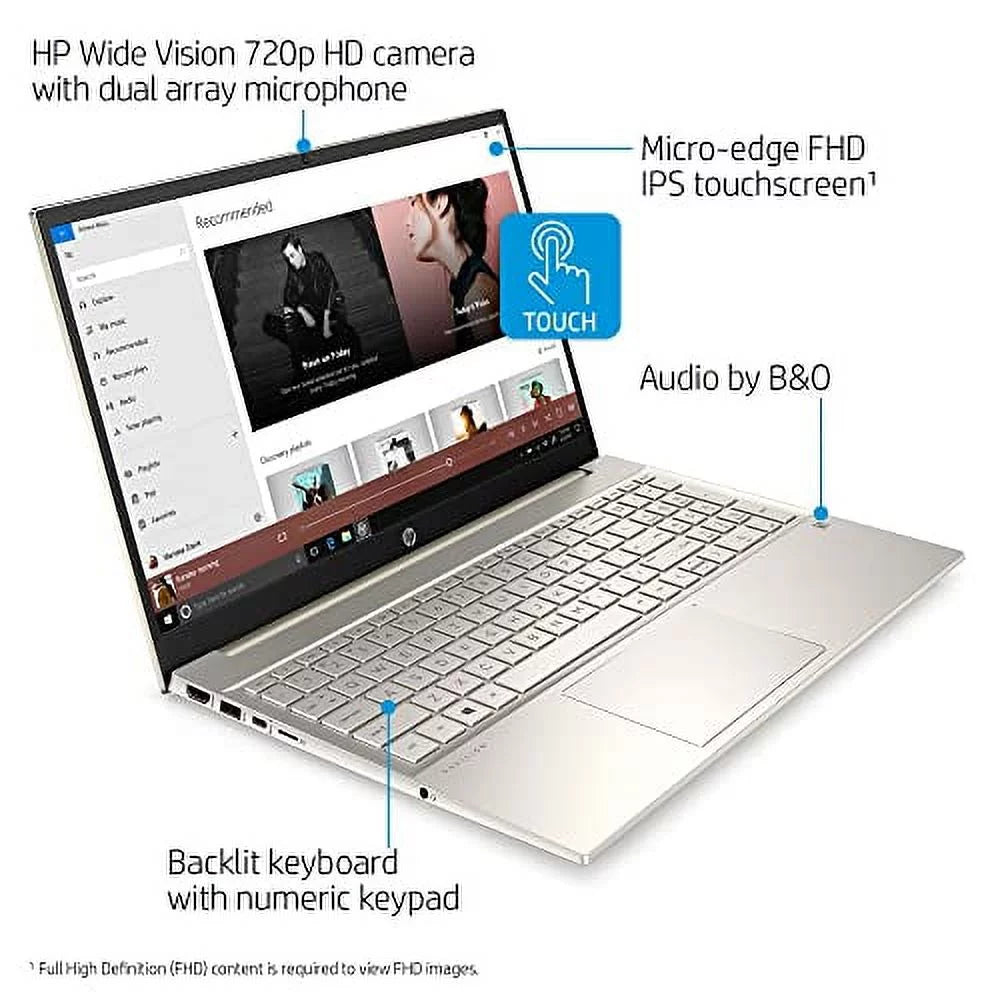 2022 Pavilion 15.6" FHD Touchscreen Laptop 11th Gen i7-1165G7 16GB DDR4 512GB NVMe SSD Iris Xe Graphics HDMI USB-C WiFi-6 Bluetooth Backlit Keyboard Windows 10 Home w/ RATZK 32GB USB - Exclusive Design