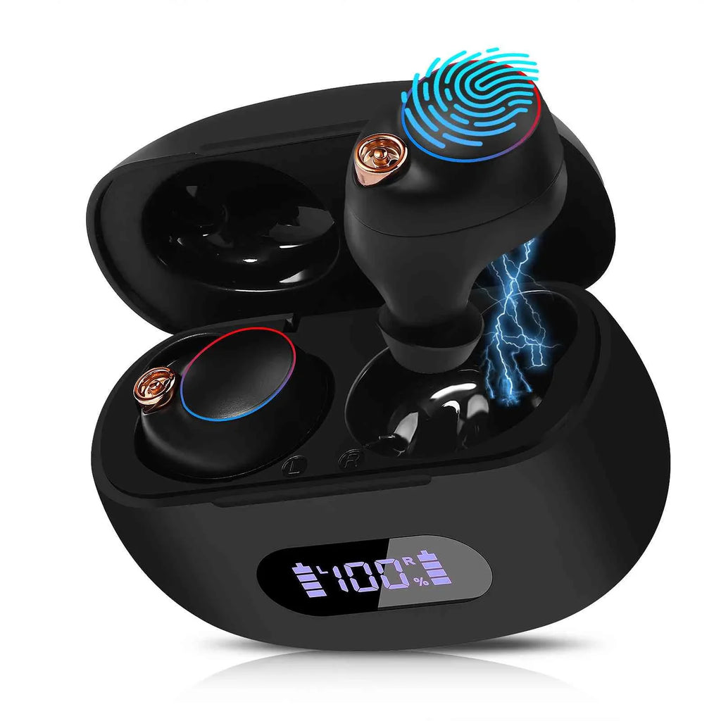 UrbanX True Wireless Bluetooth Earbuds + Charging Case, Black, Dual Connect, IPX5 Water Resistance, Bluetooth 5.2 Connection, Balanced, Bass Boost Compatible with Tab M9