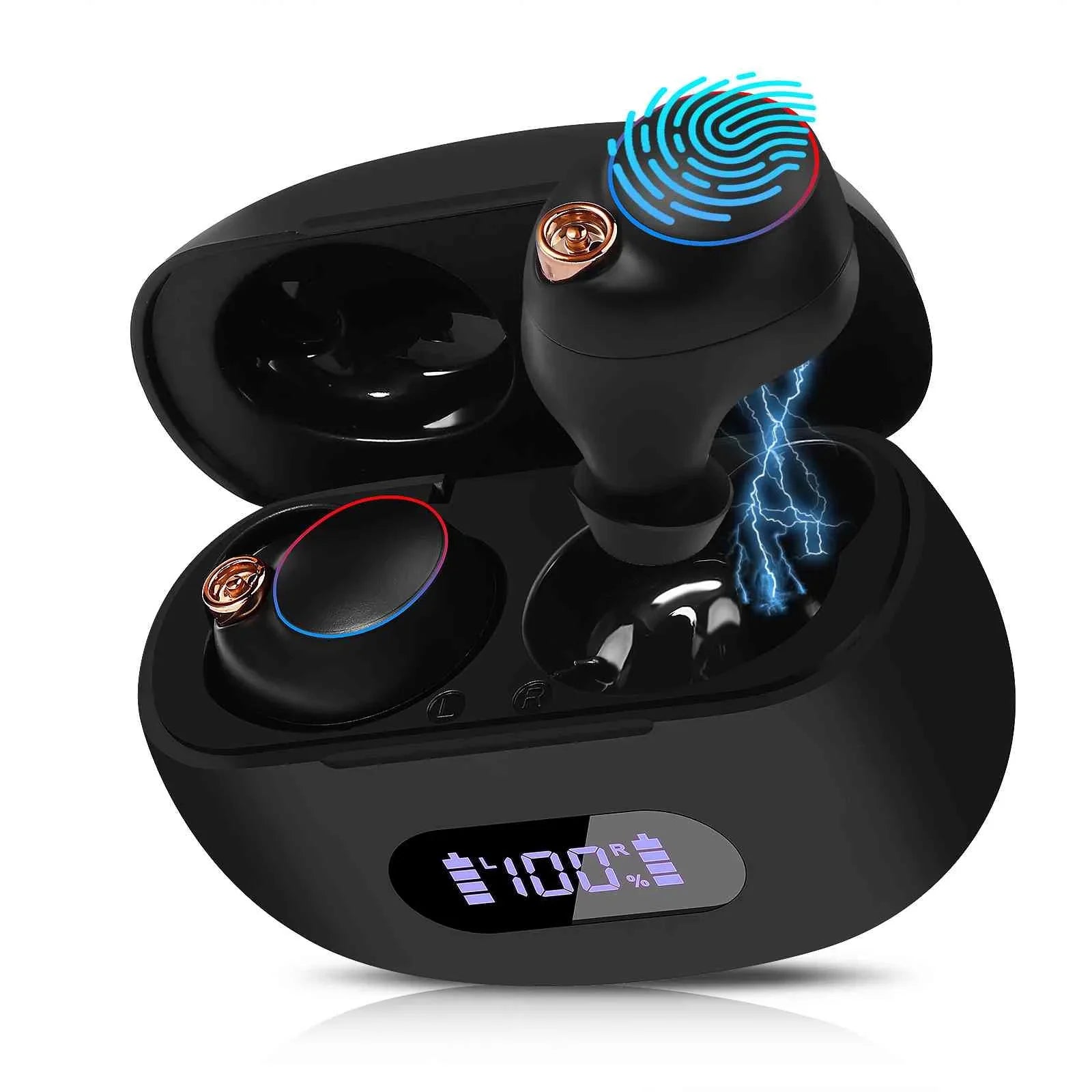 UrbanX True Wireless Bluetooth Earbuds + Charging Case, Black, Dual Connect, IPX5 Water Resistance, Bluetooth 5.2 Connection, Balanced, Bass Boost Compatible with Tab M9