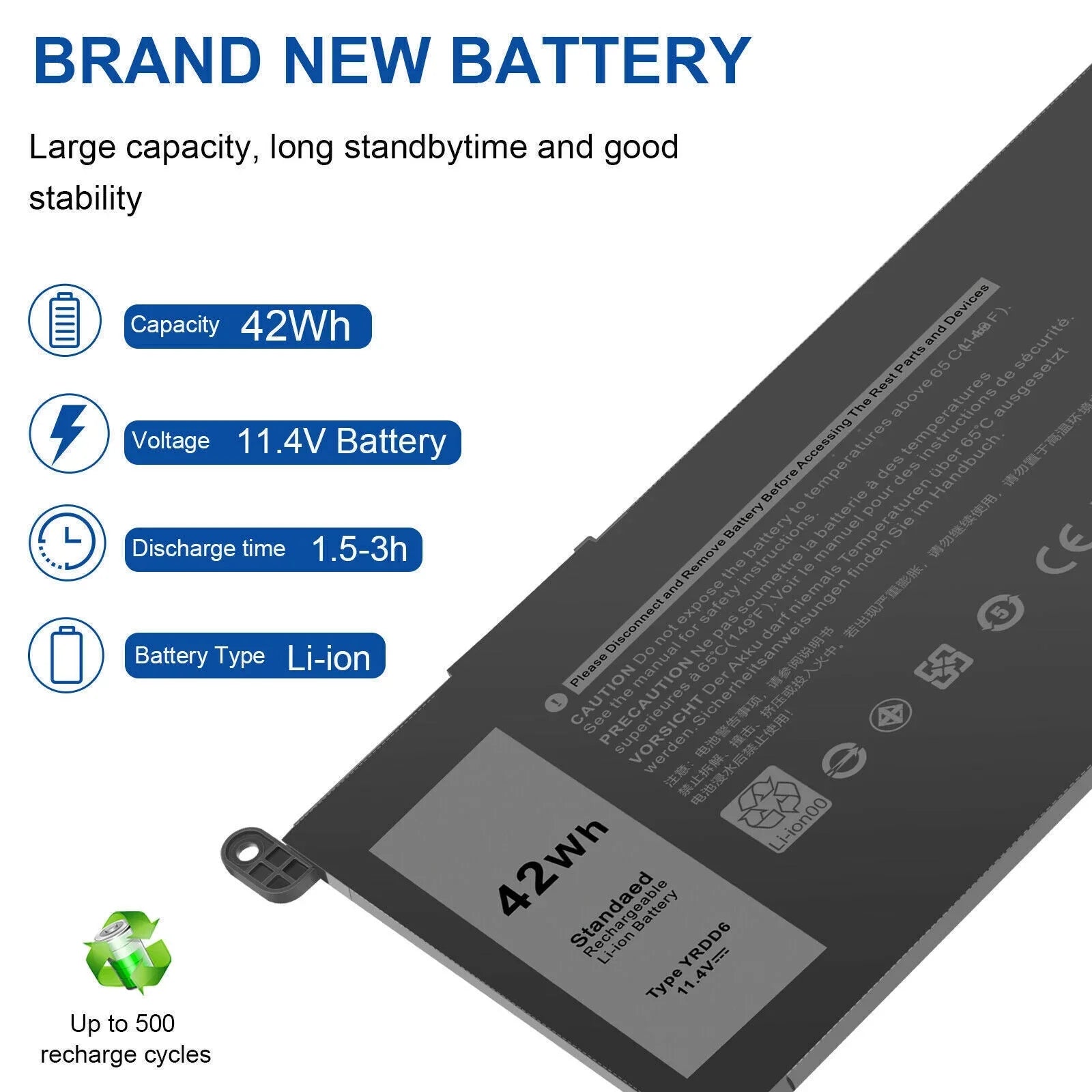 YRDD6 0YRDD6 Battery for Inspiron 3582 3593 3793 5493 5584 5593 5480 5590 5594 - Exclusive Design