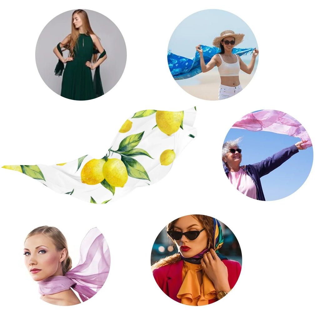 FREEAMG Lemon Silk Long Scarf for Women Large Oblong Sunscreen Shawls Wraps Neck Headscarf Hair Wraps Gift Packed