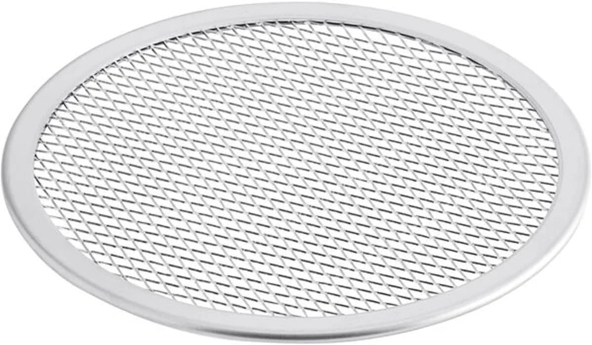 Stylish TrueCraftware- Set of 2 Aluminum 8â Pizza Baking Screen Seamless Rim- Bakeware Pizza Screen Round Pizza Pan Tray Round Baking Tray for Home Kitchen Pizzeria & Restaurants