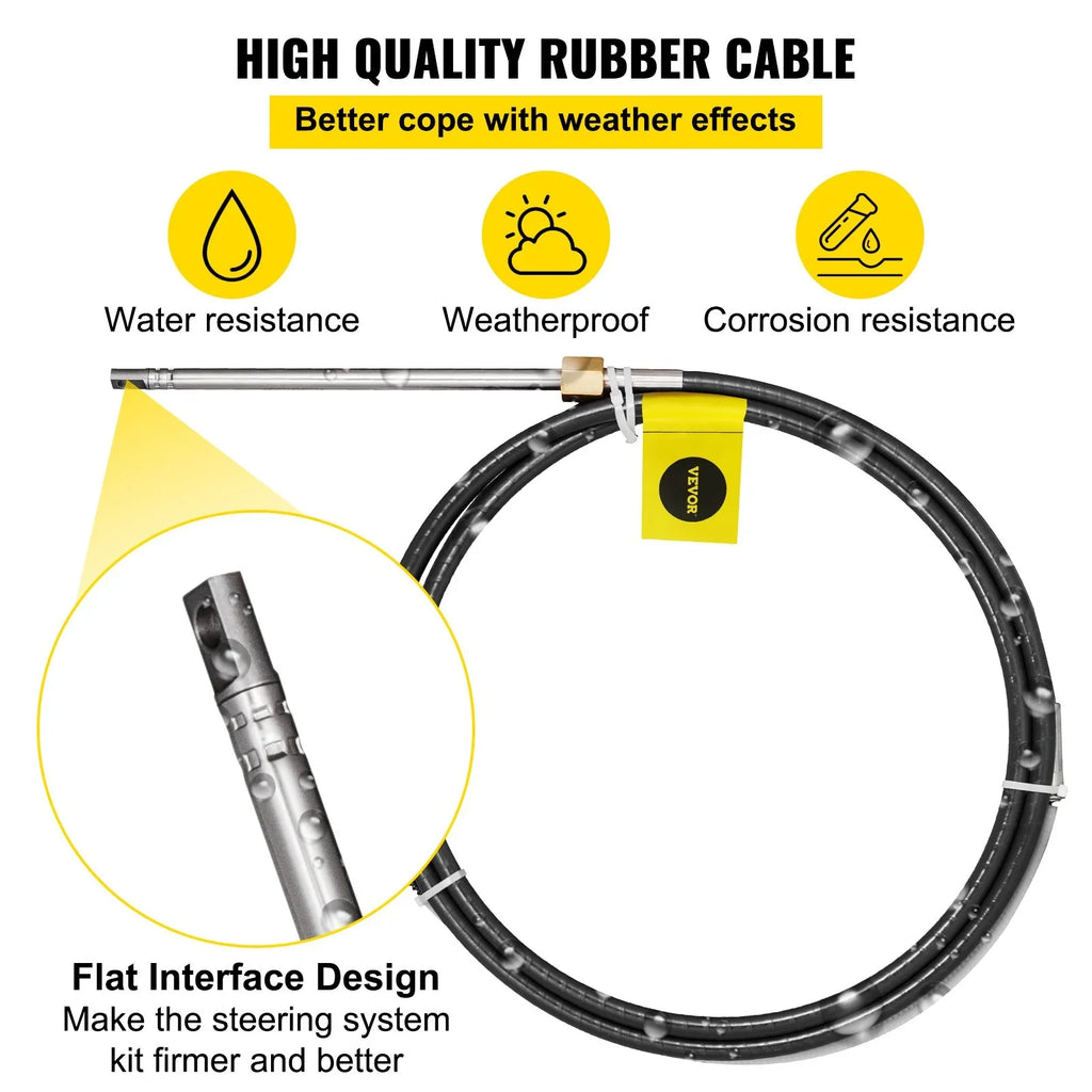 Stylish VEVOR Boat Steering Cable 14' Outboard Rotary Steering Kit