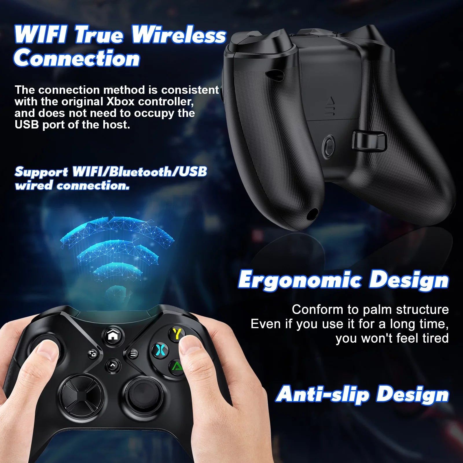 Wireless Xbox Controller for Xbox One X-S/ Xbox Series X-S/ PC, Support Turbo and Macro Function, with Six-Axis Sensor and Dual Vibration