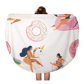 Stylish KDAGR 60 inch Round Beach Towel Blanket Flamingo Unicorn Swan and Sweet Donut Inflatable Swimming Pool Travel Circle Circular Towels Mat Tapestry Beach Throw