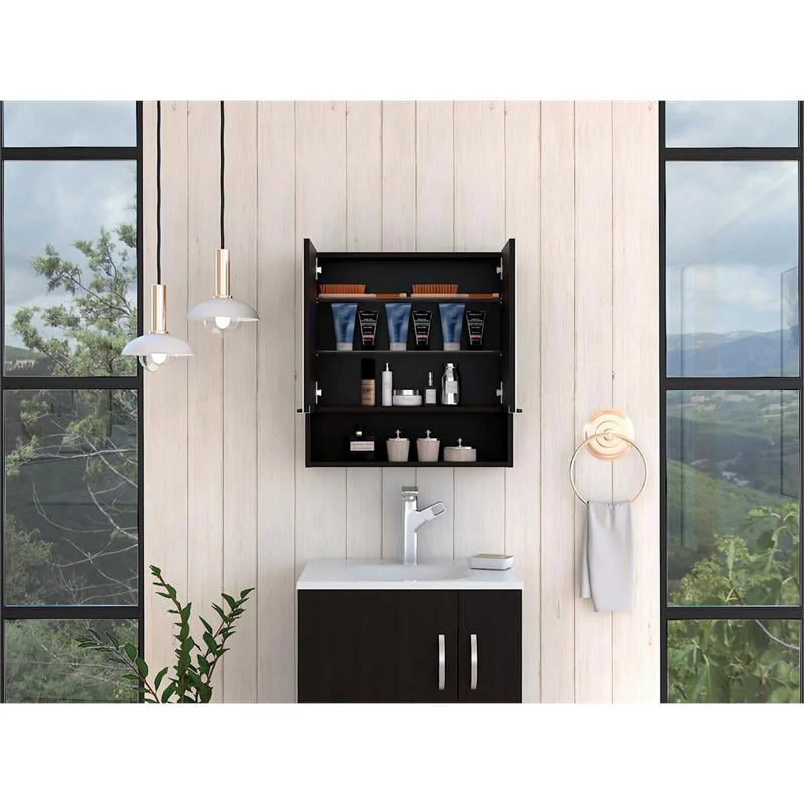 Home Square 2-Piece Set with Medicine Cabinet & 63" One Door Linen Cabinet - Exclusive Design