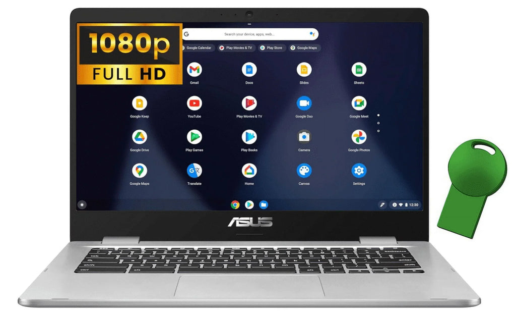 Stylish (Renewed) C423NA Chromebook 14 14" FHD Laptop Computer, Celeron N3350 Processor, 8GB LPDDR4 RAM, 64GB eMMC, 802.11AC WiFi, Bluetooth, USB Type-C, Silver, Chrome OS