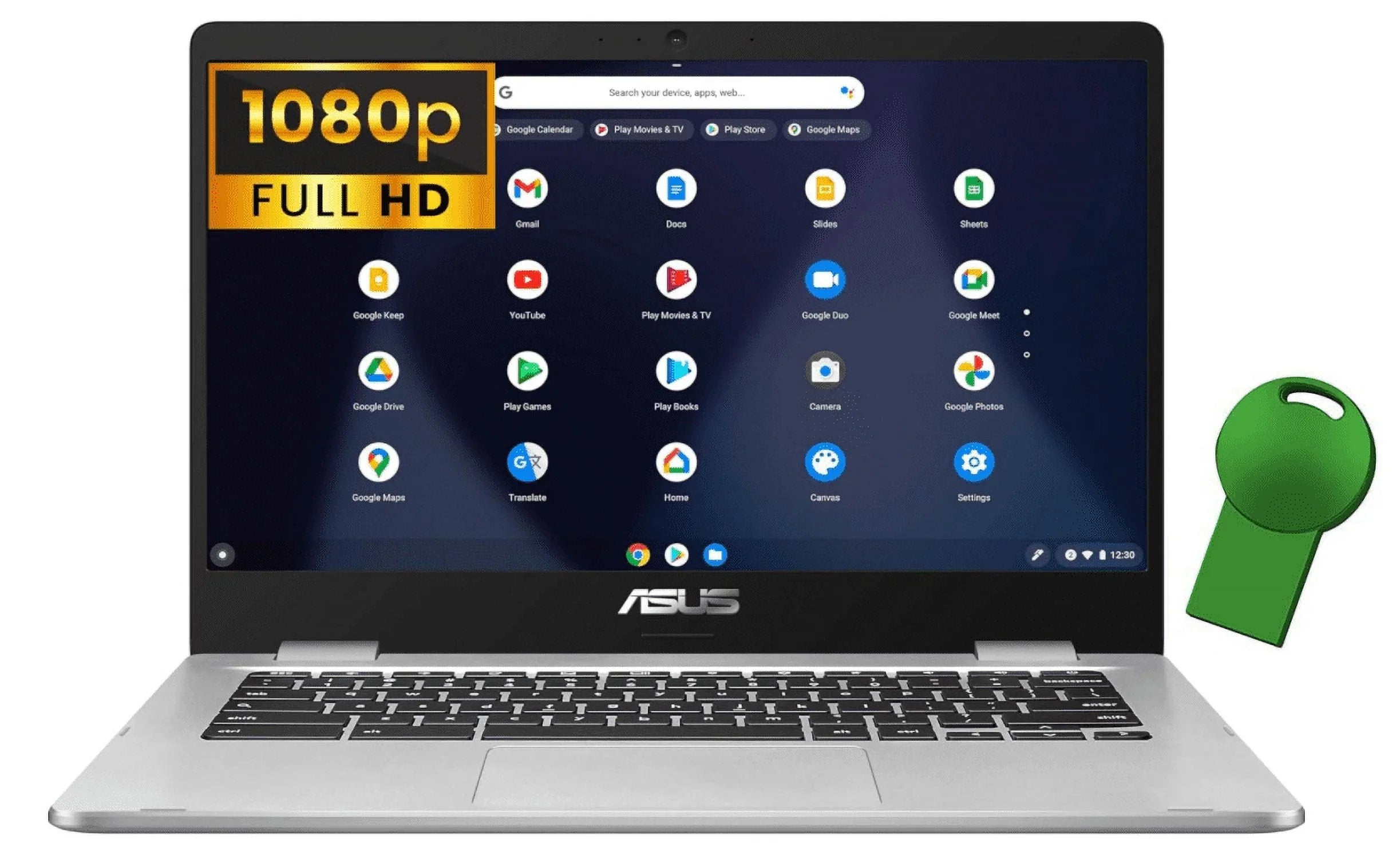 Stylish (Renewed) C423NA Chromebook 14 14" FHD Laptop Computer, Celeron N3350 Processor, 8GB LPDDR4 RAM, 64GB eMMC, 802.11AC WiFi, Bluetooth, USB Type-C, Silver, Chrome OS