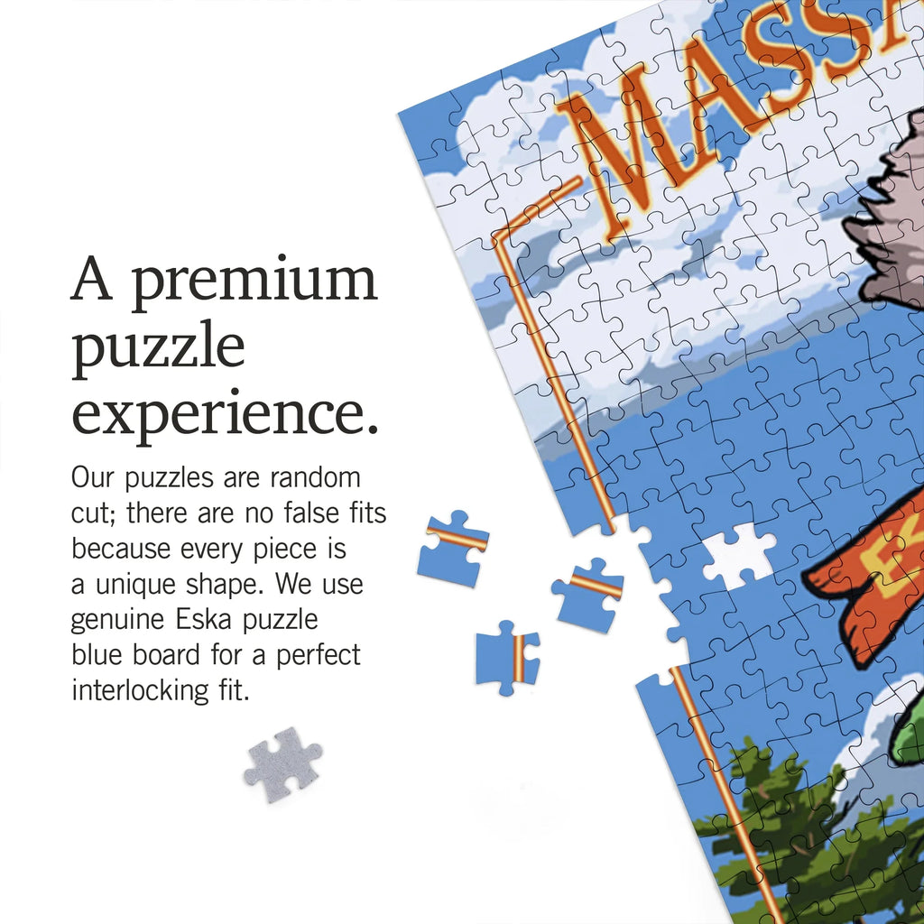 Stylish Lantern Press 1000 Piece Jigsaw Puzzle, North Shore, Massachusetts, Destinations Sign