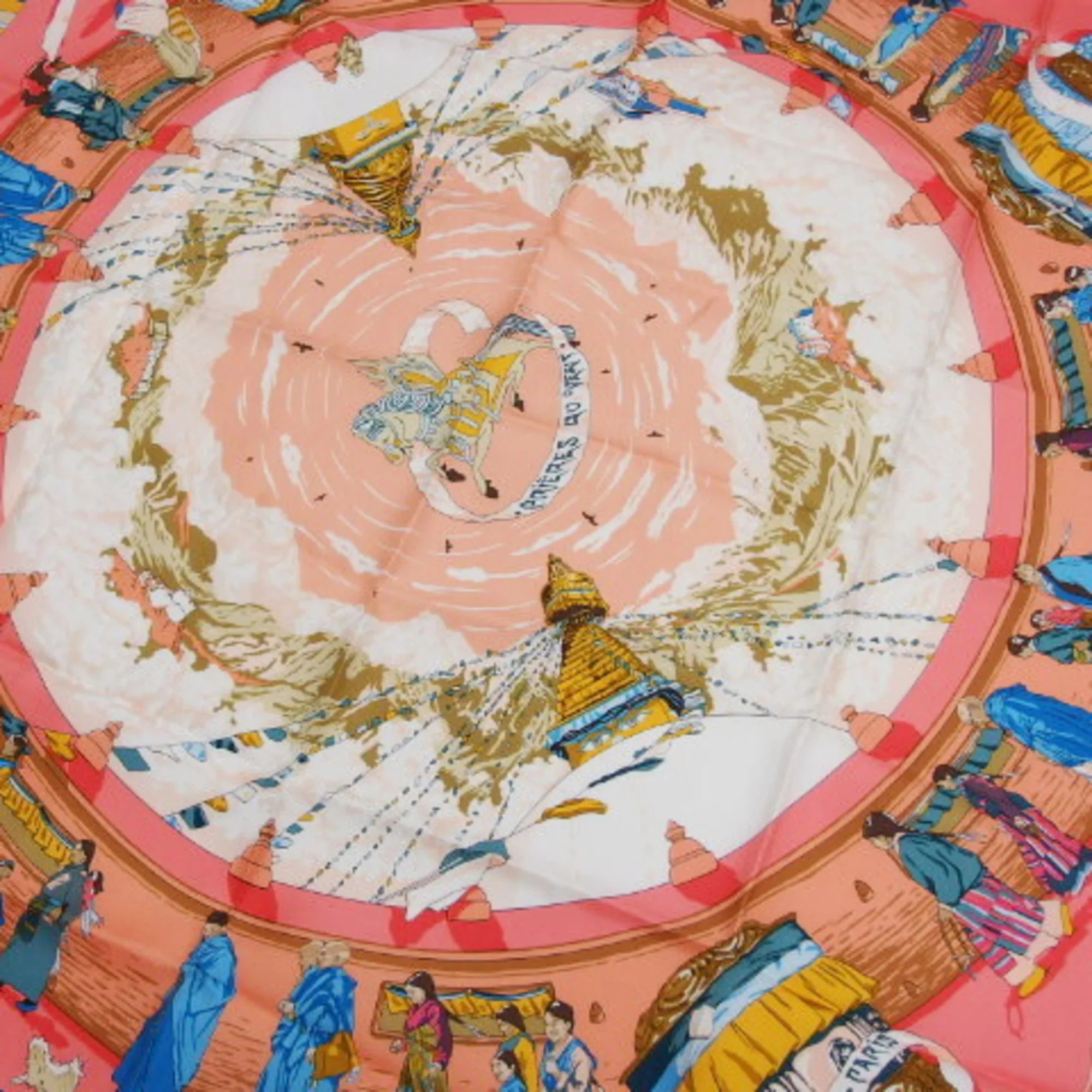 Stylish Pre-Owned Hermes Carre 90 PRIERES AU VENT Prayer in the Wind Scarf (Like New)