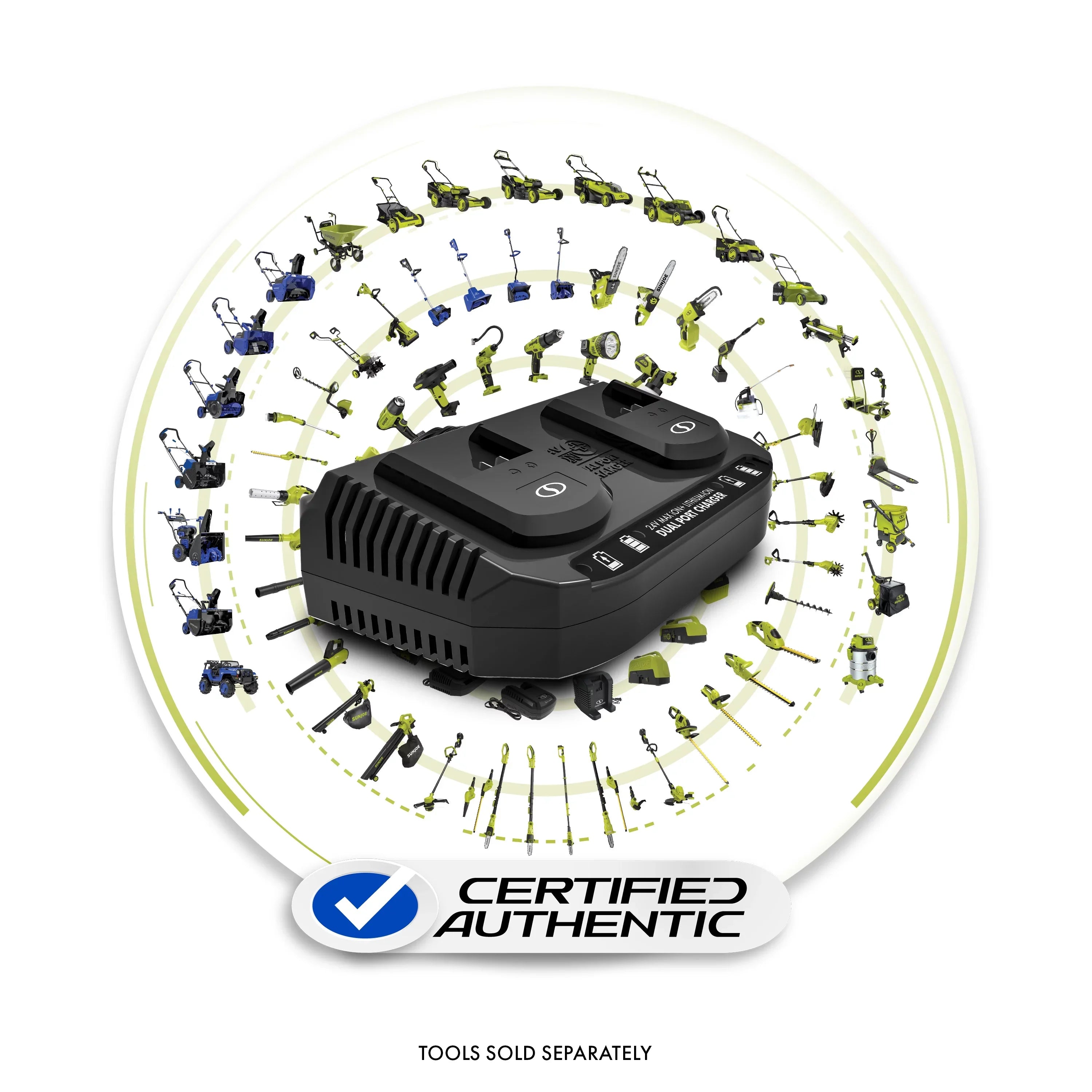 Stylish Snow Joe + Sun Joe Certified Authentic 24V Dual Port Quick Charge Docking Station