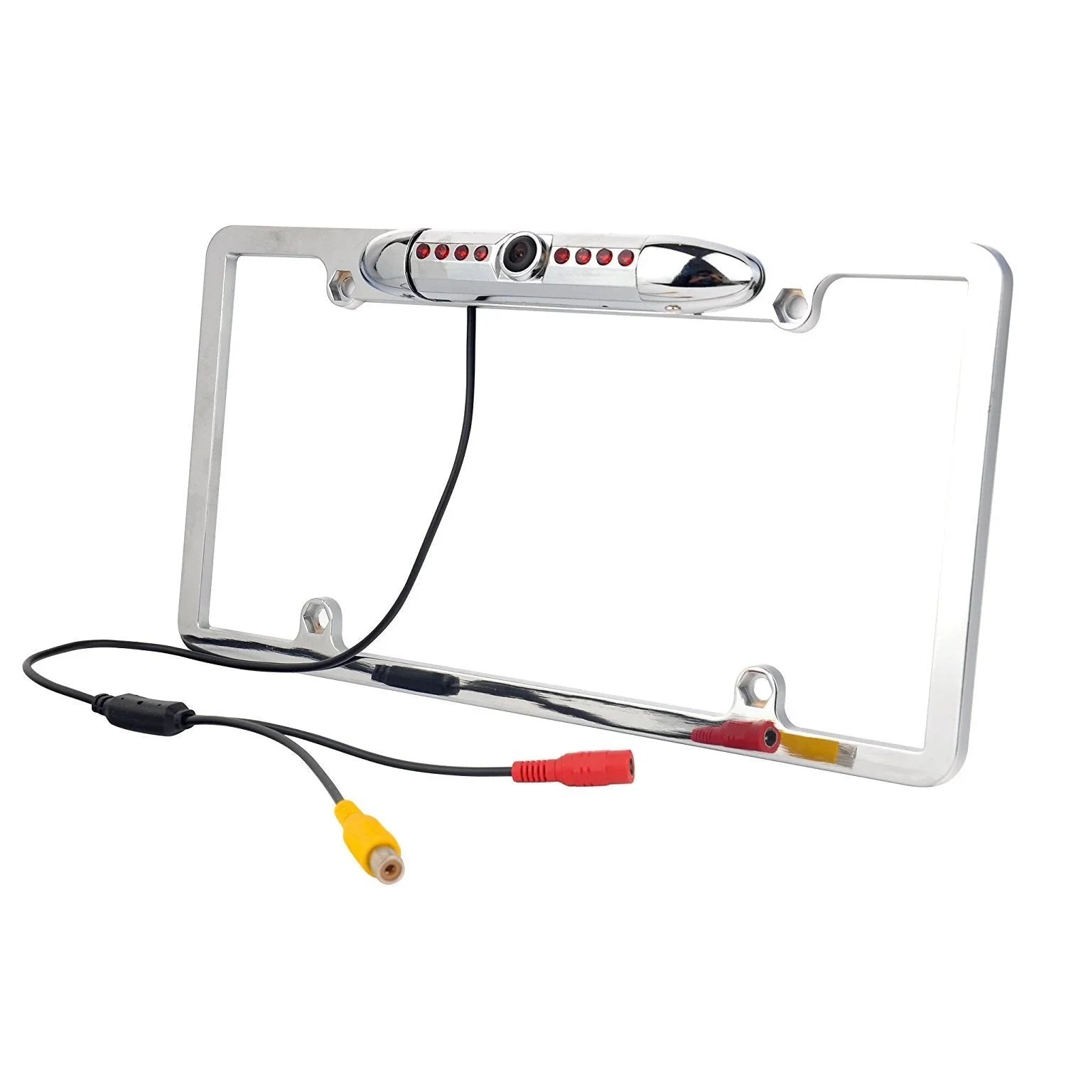 Stylish Absolute CAM2100S Chrome License Plate Frame Rear View Backup Camera 170Â° Viewing Angle Universal Car License Plate Frame Mount Waterproof High Sensitive 8 IR LED Night Vision Reverse Parking Aid