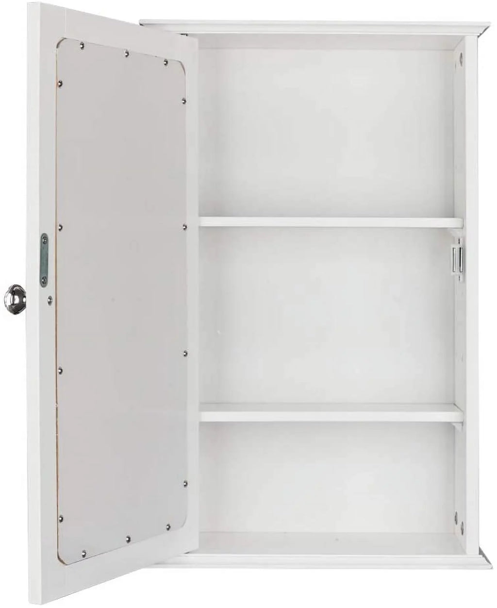 BSL Bathroom Cabinet Wall Mount Mirrored Medicine Cabinet Storage Organizer with Single Door and 2 Adjustable Shelves White