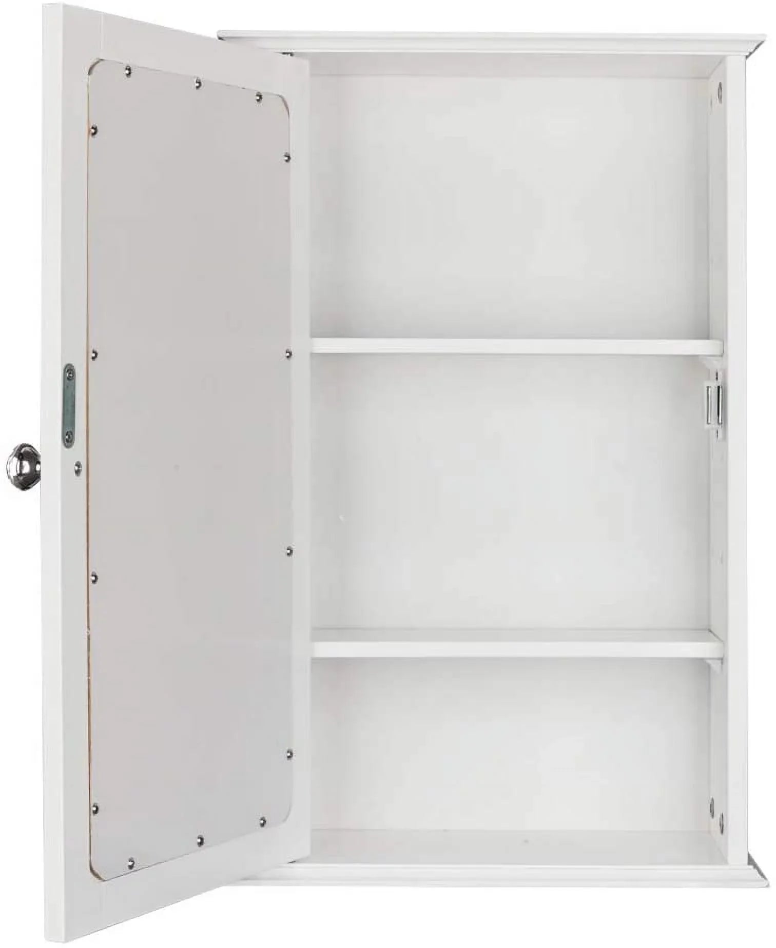 BSL Bathroom Cabinet Wall Mount Mirrored Medicine Cabinet Storage Organizer with Single Door and 2 Adjustable Shelves White