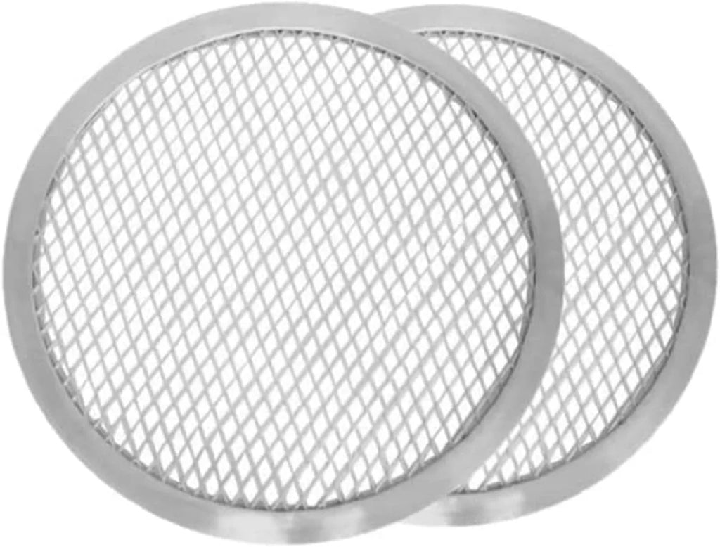Stylish TrueCraftware- Set of 2 Aluminum 8â Pizza Baking Screen Seamless Rim- Bakeware Pizza Screen Round Pizza Pan Tray Round Baking Tray for Home Kitchen Pizzeria & Restaurants