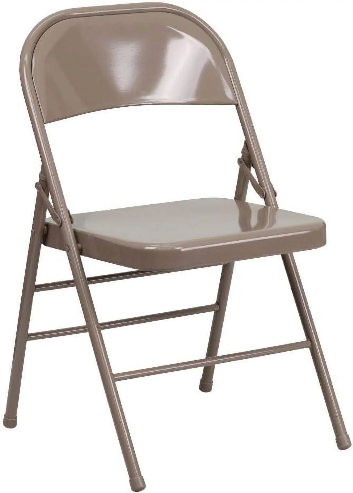 2 Pack HERCULES Series Triple Braced & Double Hinged Beige Metal Folding Chair