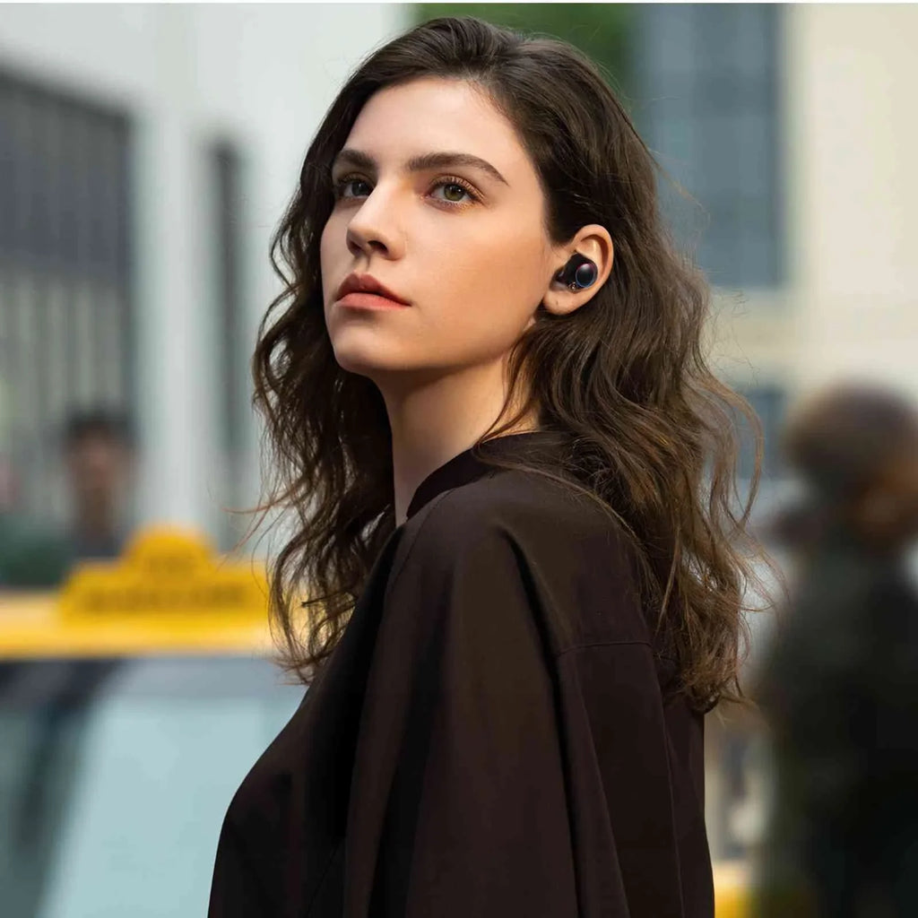 UrbanX True Wireless Bluetooth Earbuds + Charging Case, Black, Dual Connect, IPX5 Water Resistance, Bluetooth 5.2 Connection, Balanced, Bass Boost Compatible with Tab M9