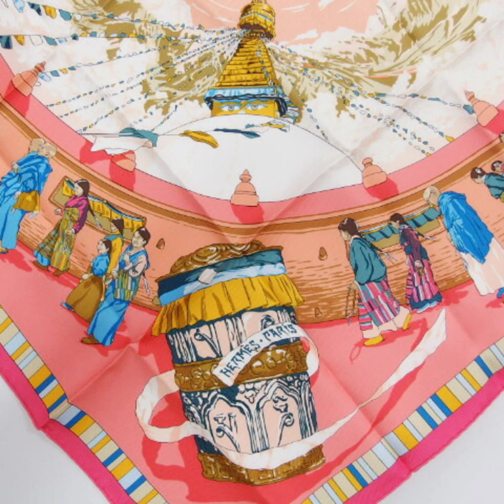 Stylish Pre-Owned Hermes Carre 90 PRIERES AU VENT Prayer in the Wind Scarf (Like New)