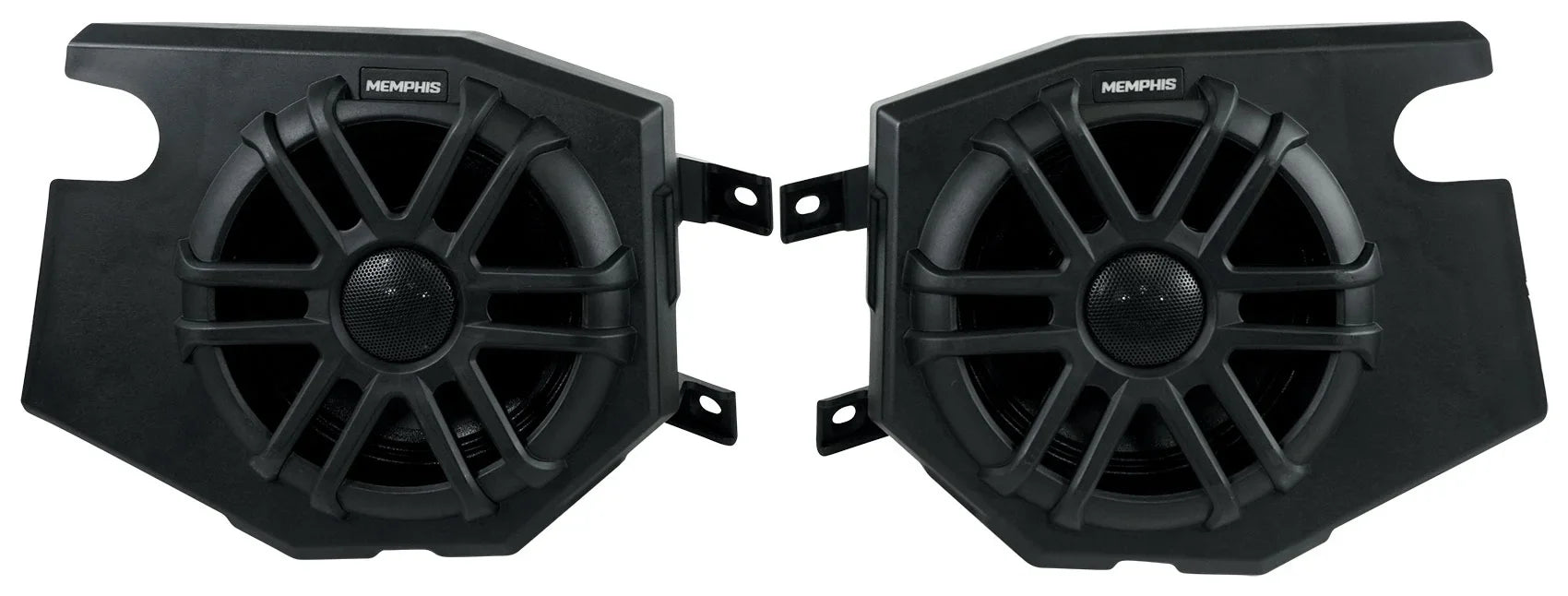 (2) Memphis Audio RZR65FE Pods+LED Tower Speakers+Amp For 2014+ Polaris RZR - Exclusive Design