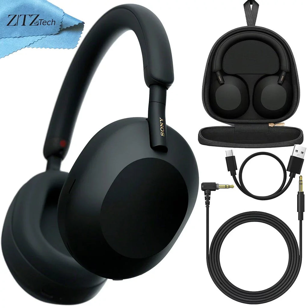 Sony WH-1000XM5 Wireless Industry Leading Noise Cancelling Headphones ( Black ), Crystal Clear Hands-Free Calling, Hi-Res Audio, and Alexa Voice Control + ZeeTech Microfiber Cleaning Cloth