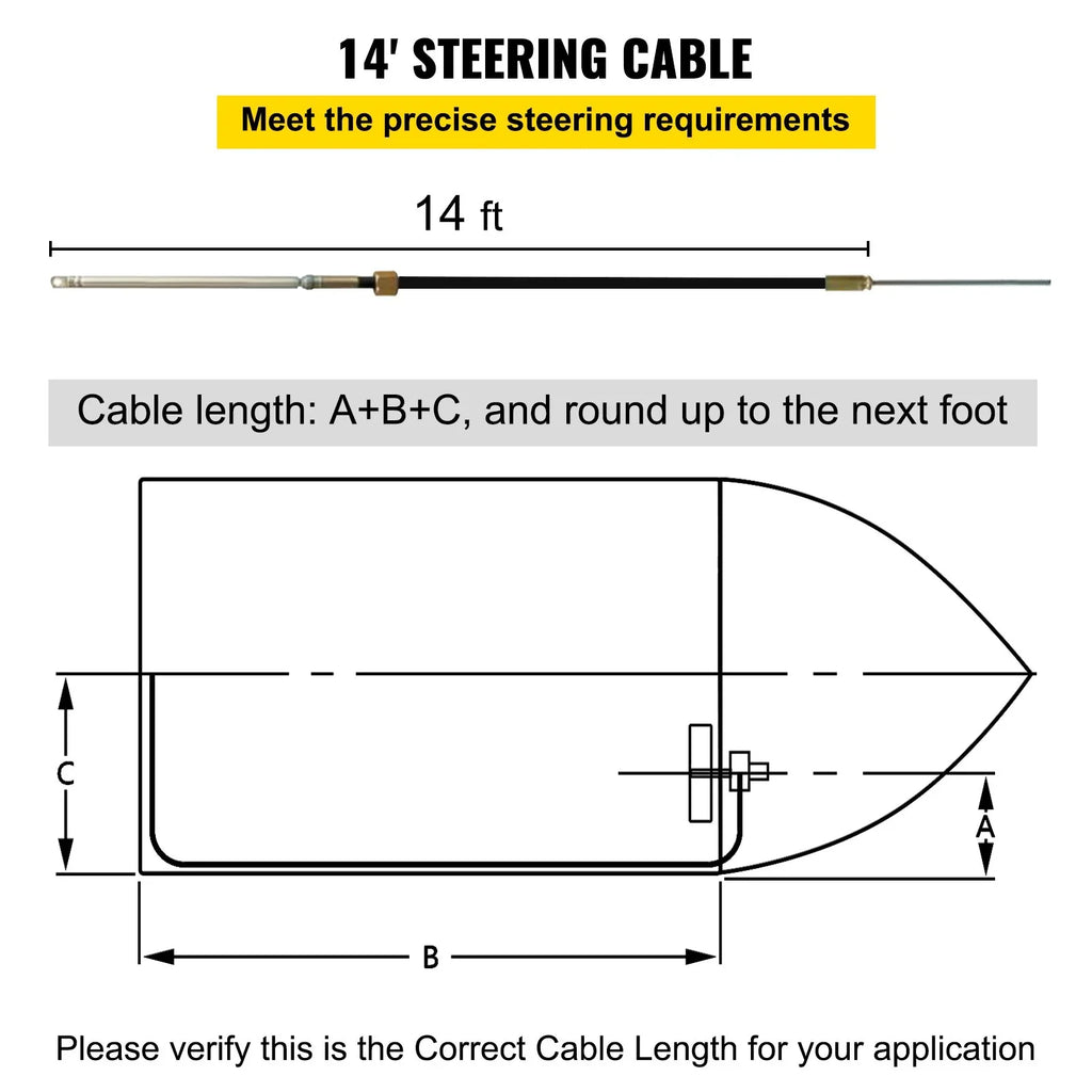 Stylish VEVOR Boat Steering Cable 14' Outboard Rotary Steering Kit