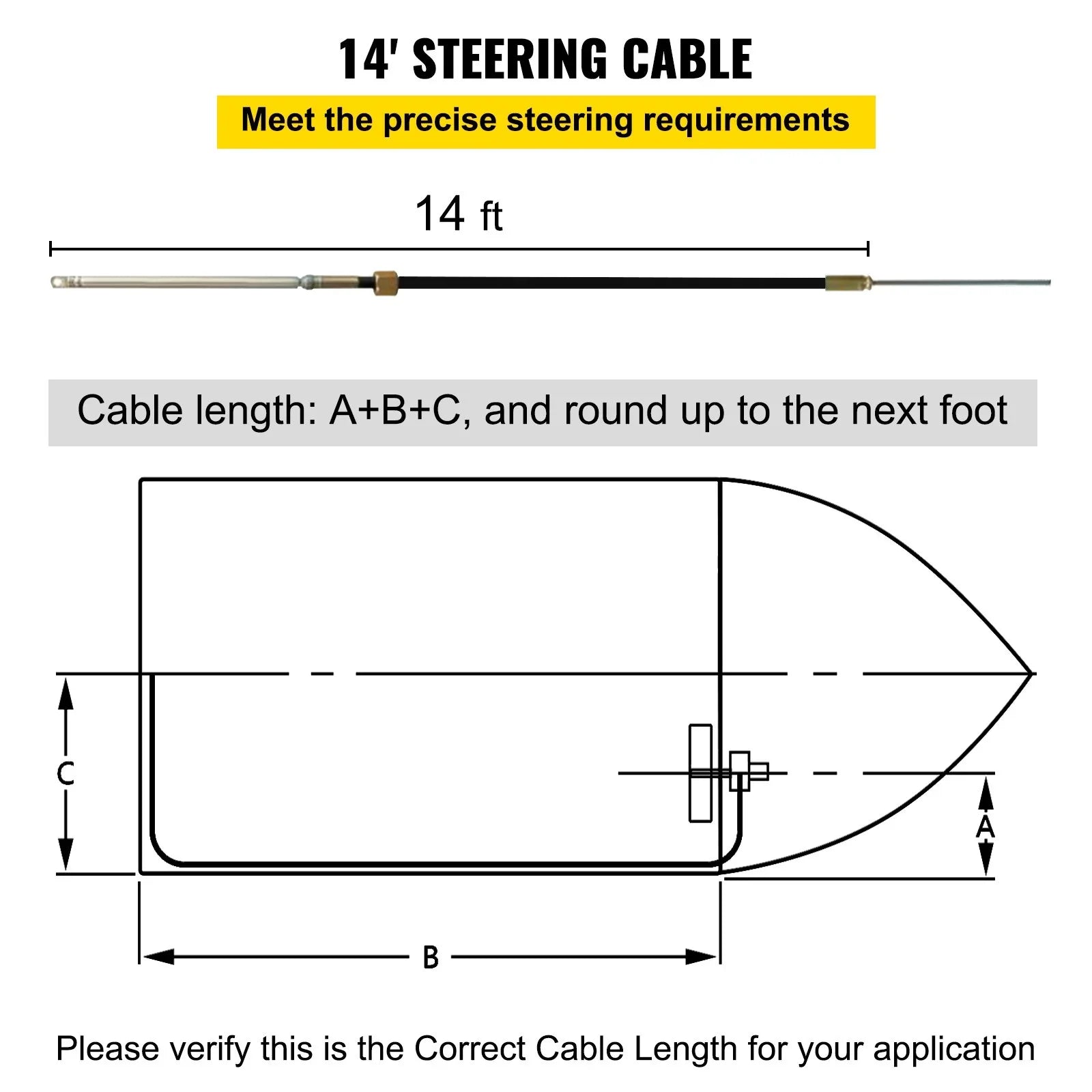 Stylish VEVOR Boat Steering Cable 14' Outboard Rotary Steering Kit