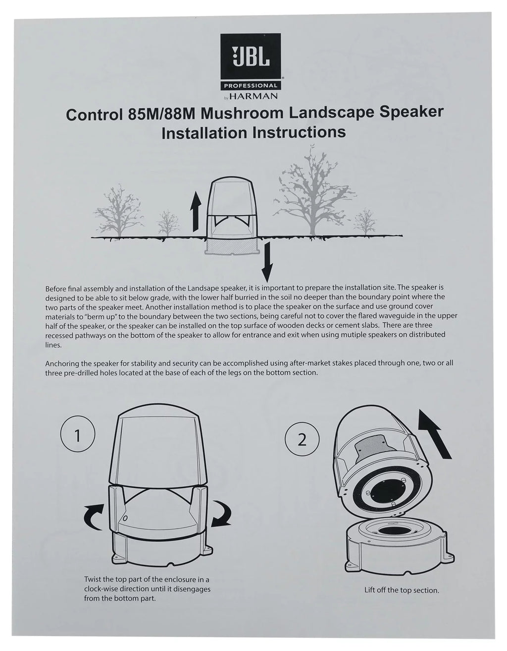 Stylish (5) JBL CONTROL 88M 8" Commercial 70v Outdoor Landscape Speakers + Amplifier