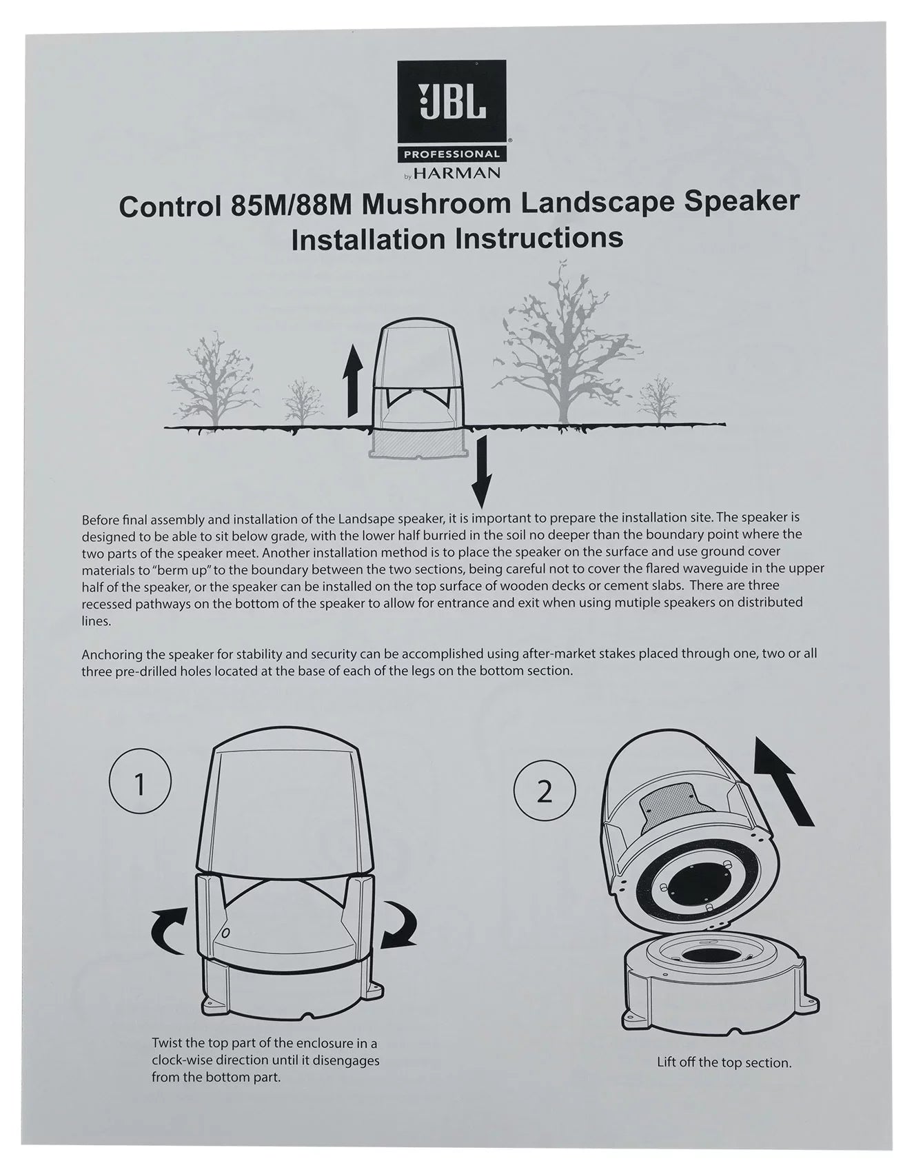 Stylish (5) JBL CONTROL 88M 8" Commercial 70v Outdoor Landscape Speakers + Amplifier