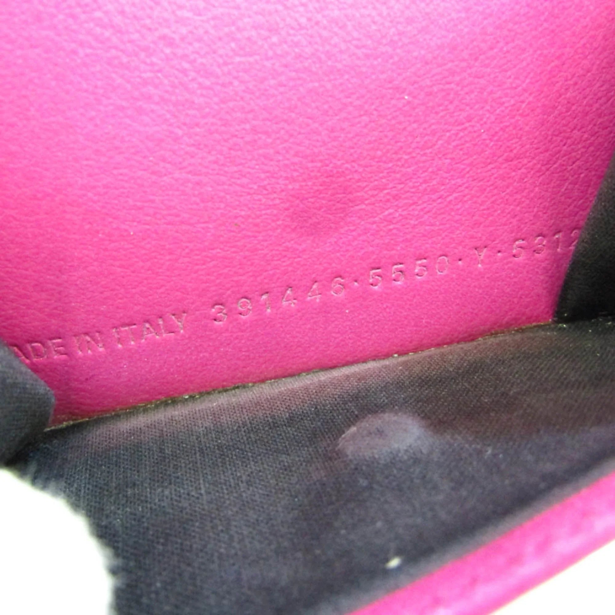 Stylish Pre-Owned Balenciaga Papier Mini Wallet 391446 Women's Leather Wallet (tri-fold) Pink (Good)