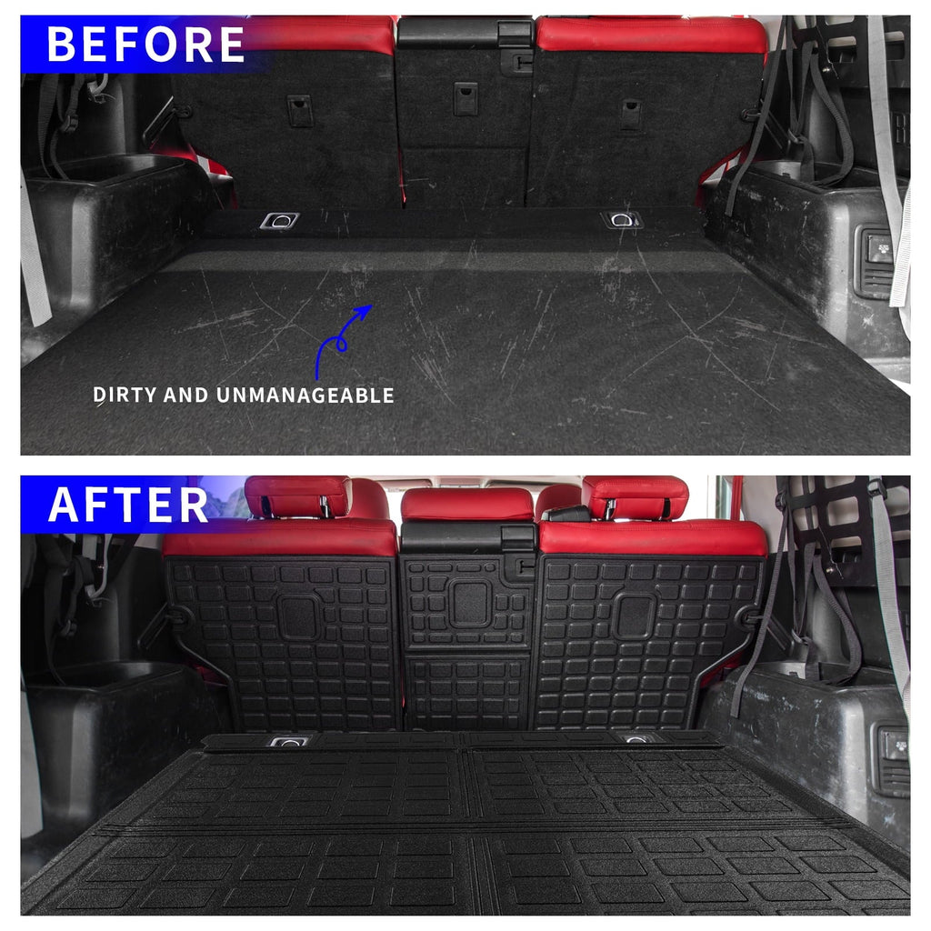 Stylish Fit 2010-2023 Toyota 4Runner Trunk Mat Cargo Mat Cargo Liner Back Seat Cover Protector 2022 Toyota 4 Runner Accessories (Trunk Mat + Backrest Mats,Fit Without Sliding Tray)