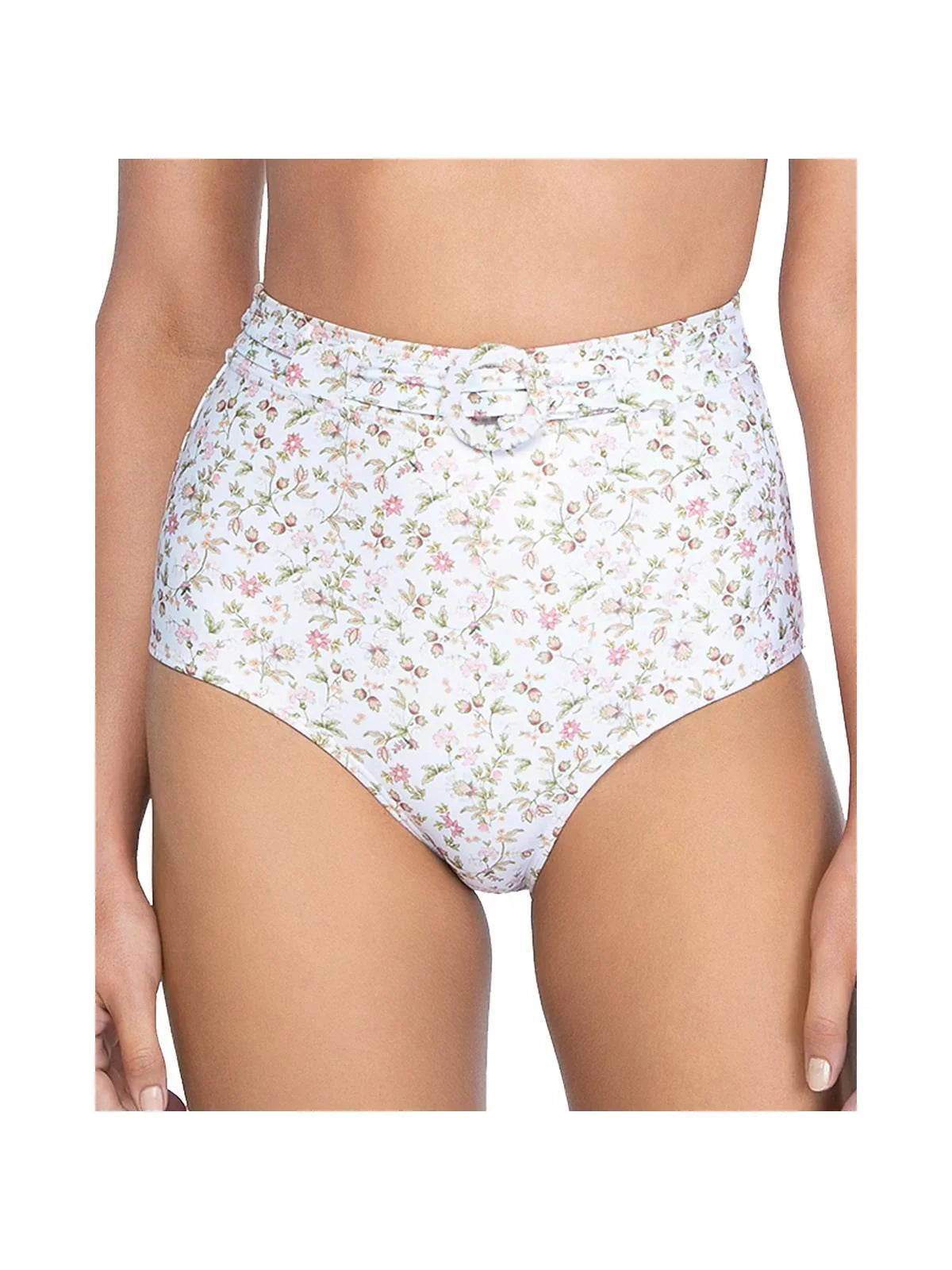 Peony Womens High Waist Floral Bikini Swim Bottom