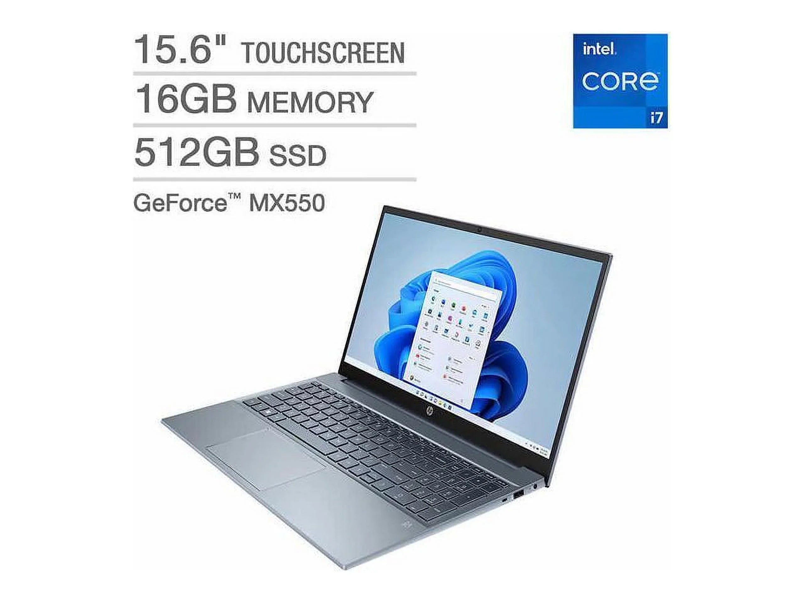 Stylish Gently Used Pavilion 15.6" Touchscreen Laptop - 13th Gen i7-1355U - GeForce MX550 - 1080p - Blue Notebook 16GB RAM 512GB SSD