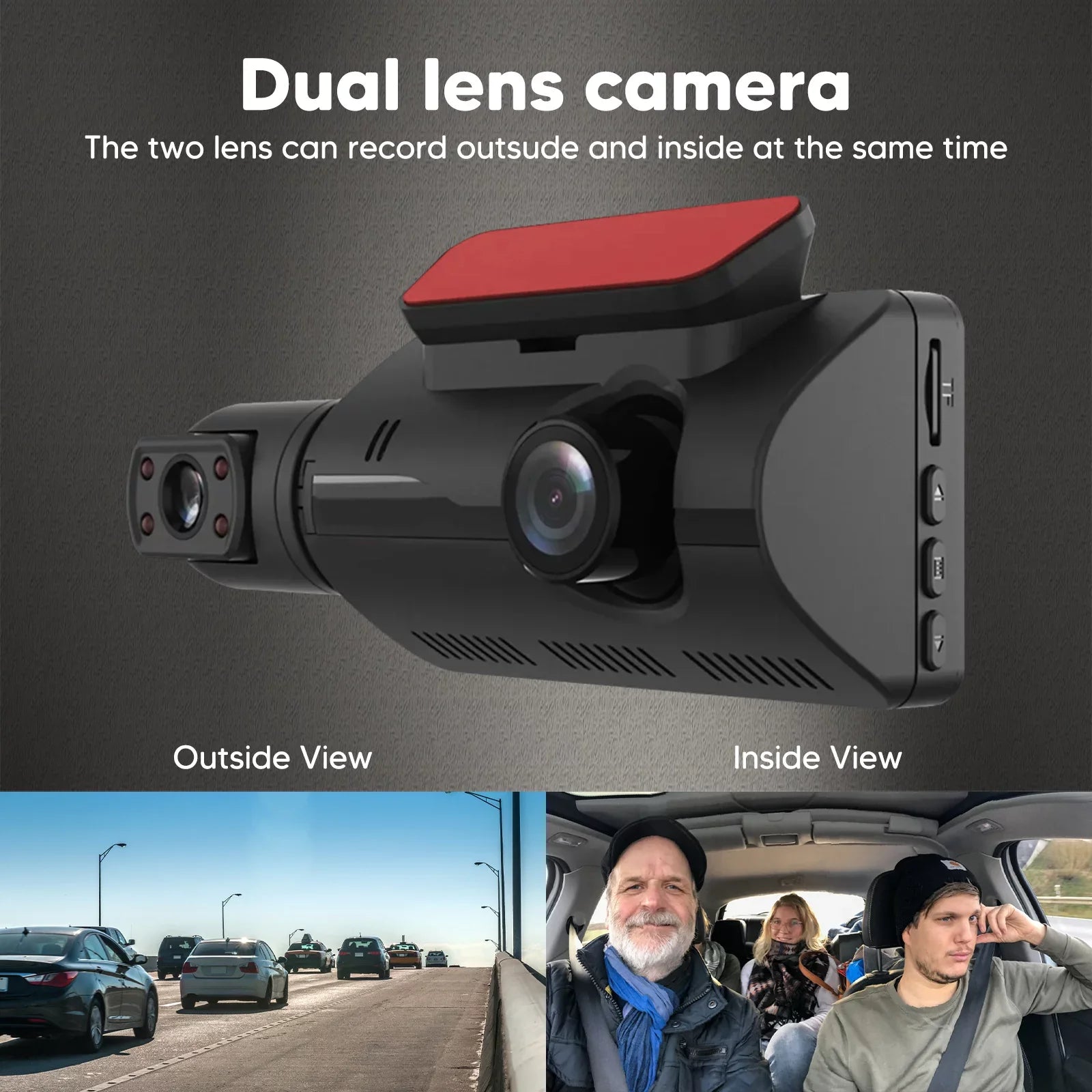 Dash Cam Front and Inside for Car, Dual Dash Cam W/32GB TF Card, HD 1080P Car Camera Dual Lens, Wide Angel DVR Car Parking Driving Recorder Night Vision Loop Recording G-Sensor - Exclusive Design