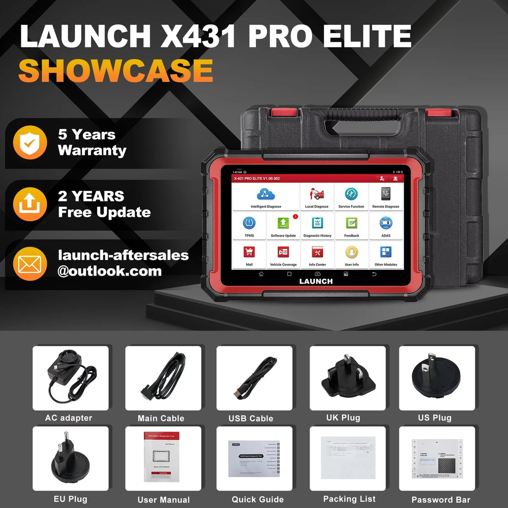 LAUNCH X431 PRO ELITE Automotive Diagnostic Scan Tool, All Systems Bi-Directional Auto Car Scanner with 32+ Services, ECU Coding, CANFD DOIP, FCA Autoauth, 2 Years Free Update - Exclusive Design