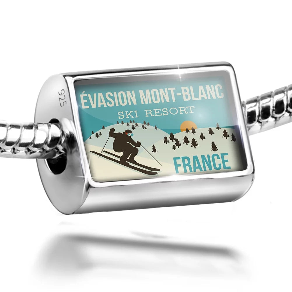Neonblond Charm Ã¯Â¾Ævasion Mont-Blanc Ski Resort - France Ski Resort 925 Sterling Silver Bead