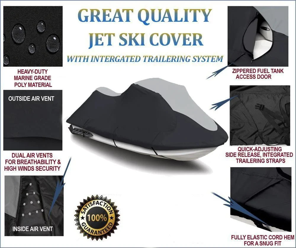 SUPER HEAVY-DUTY PWC 600D JET SKI Cover Compatible for Polaris Pro 1200 2000 2001 1-2 Seater