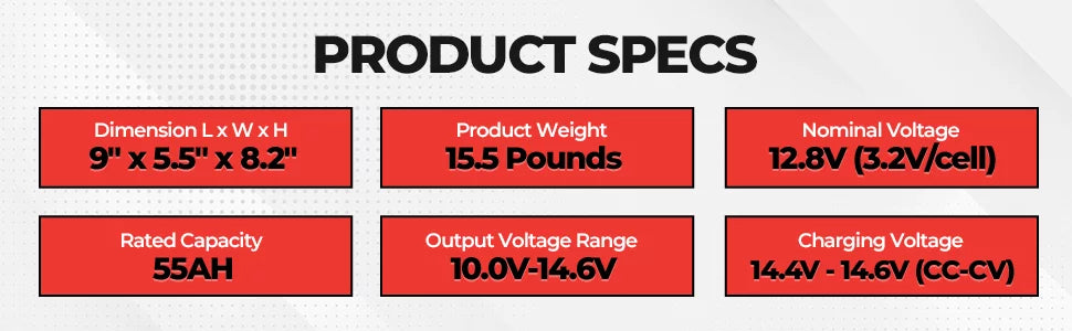 VMAX LFP22-1255 Nominal Voltage 12.8V 55Ah Lithium Deep Cycle Marine Battery Compatible with Minn Kota Terrova 55 Nominal Voltage 12.8V 50LB Trolling Motor LiFePO4 BMS