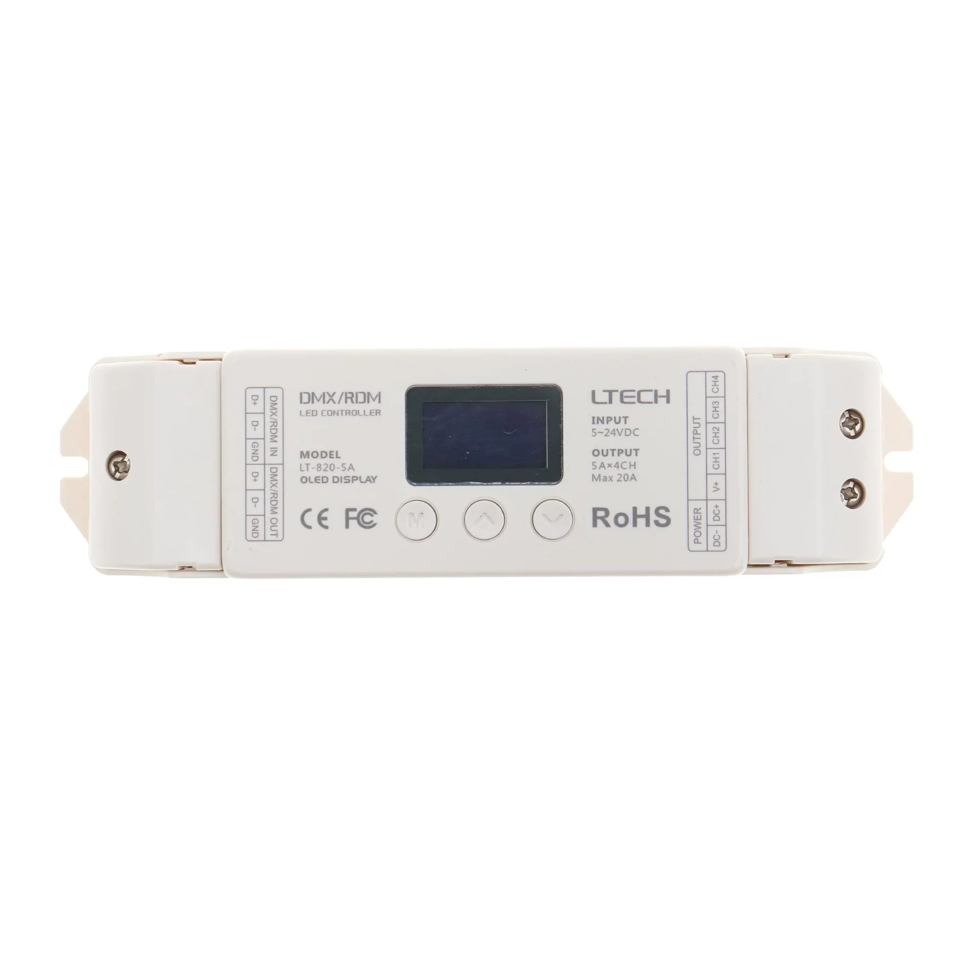 Stylish LTech LT-820-5A LED DMX RDM Decoder 4 Channel RGB & RGBW Controller 5A/CH, 5-24V DC, 100-480W