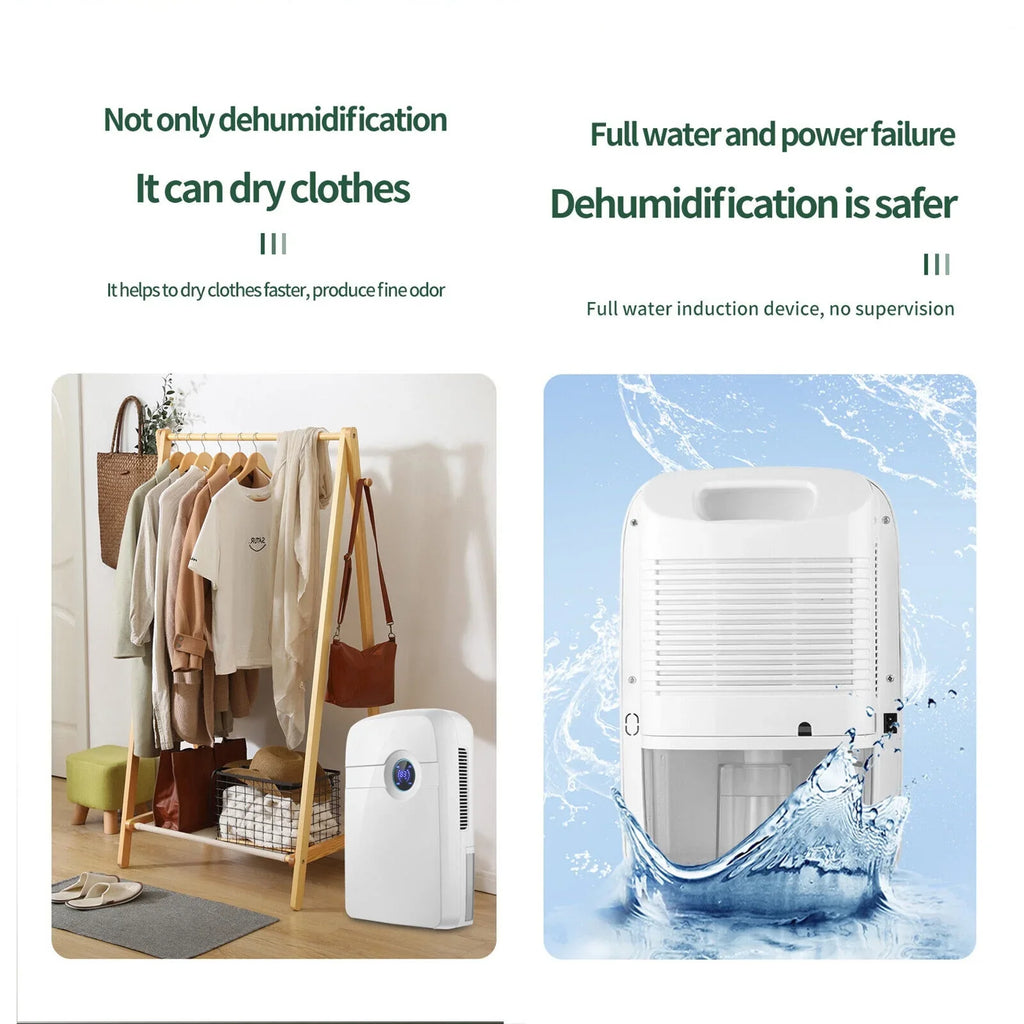 Stylish ZhdnBhnos Portable MIni Compact Dehumidifier Moisture Dryer w/ Drain Hose 2.5L Water Tank for Bedroom Caravan RV Garage