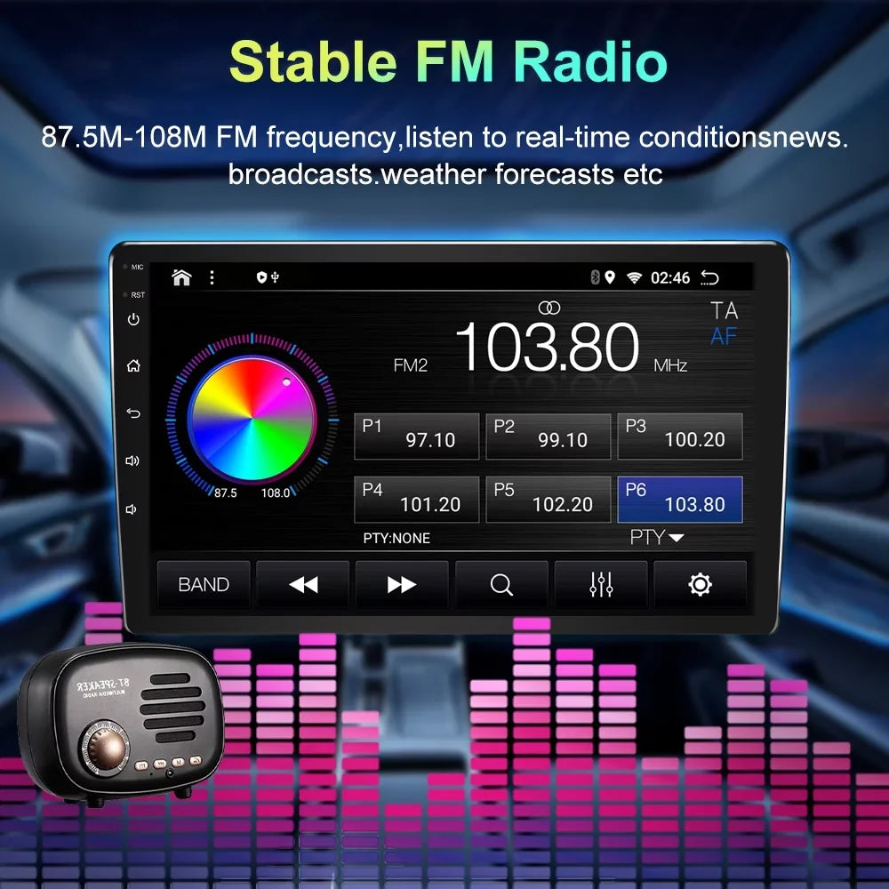 Car Radio for Toyota Highlander 2014-2019 Built-in Carplay/Android Auto, Android 10 Host 4G RAM 64G ROM with WiFi GPS Navigation Bluetooth Steering Wheel Control - Exclusive Design