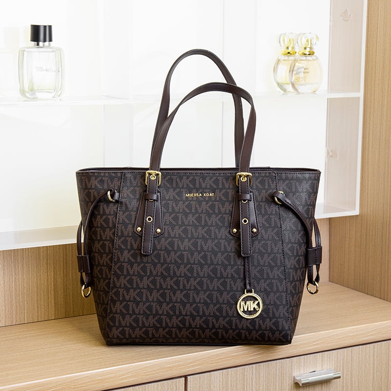 Stylish New MK Women's Bag Large Capacity Tote Premium Sense Commuter Shoulder Bag Classic Coffee