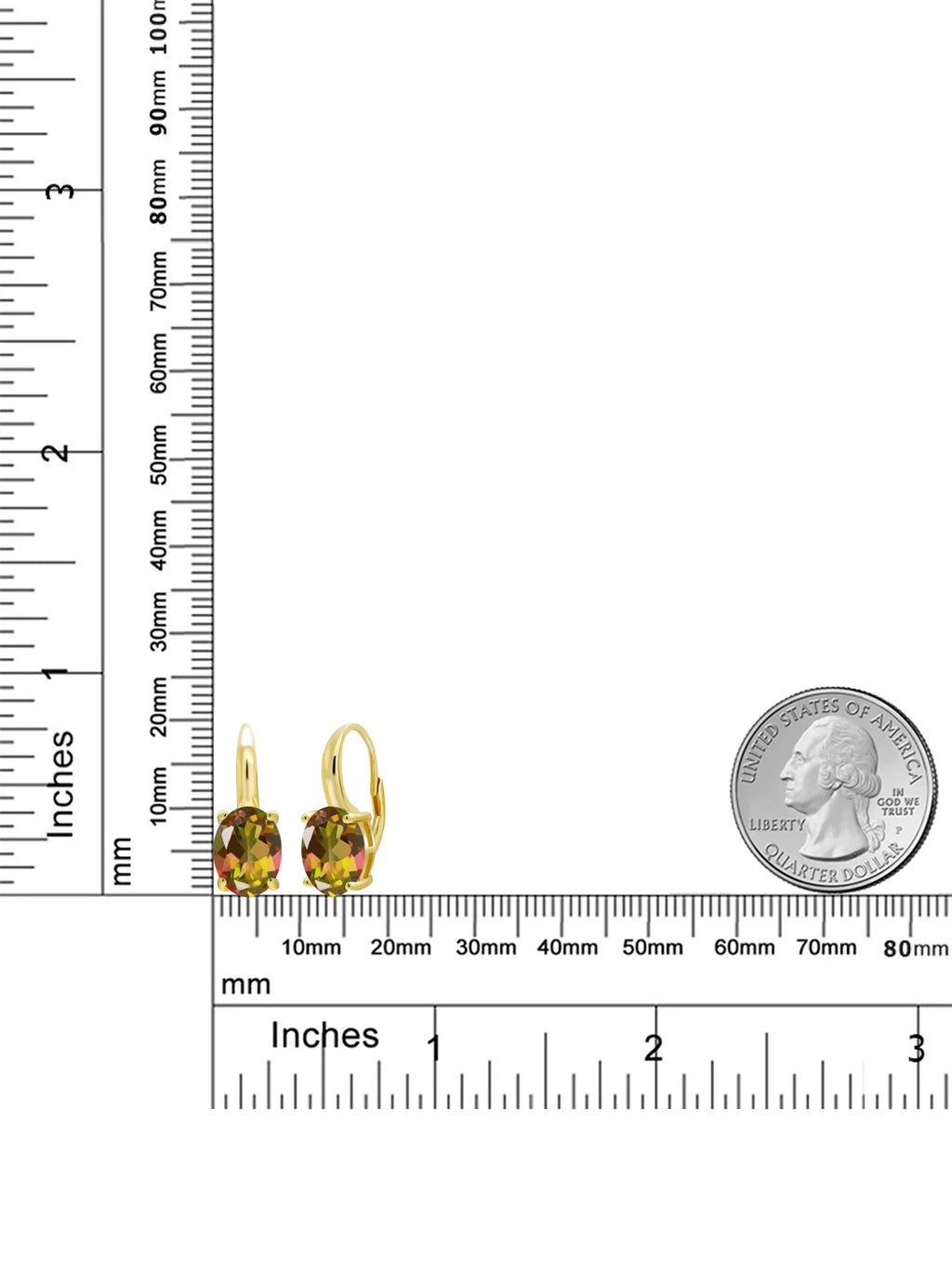 Gem Stone King 9.00 Ct Oval Mango Mystic Topaz 18K Yellow Gold Plated Silver Earrings - Exclusive Design