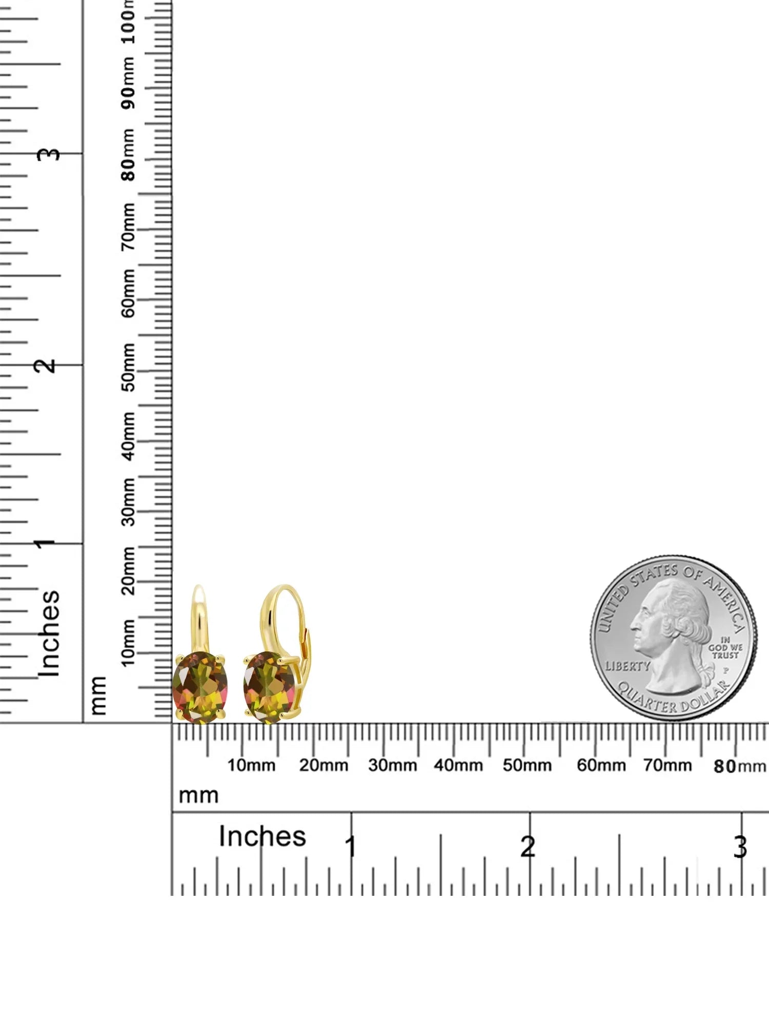 Gem Stone King 9.00 Ct Oval Mango Mystic Topaz 18K Yellow Gold Plated Silver Earrings - Exclusive Design