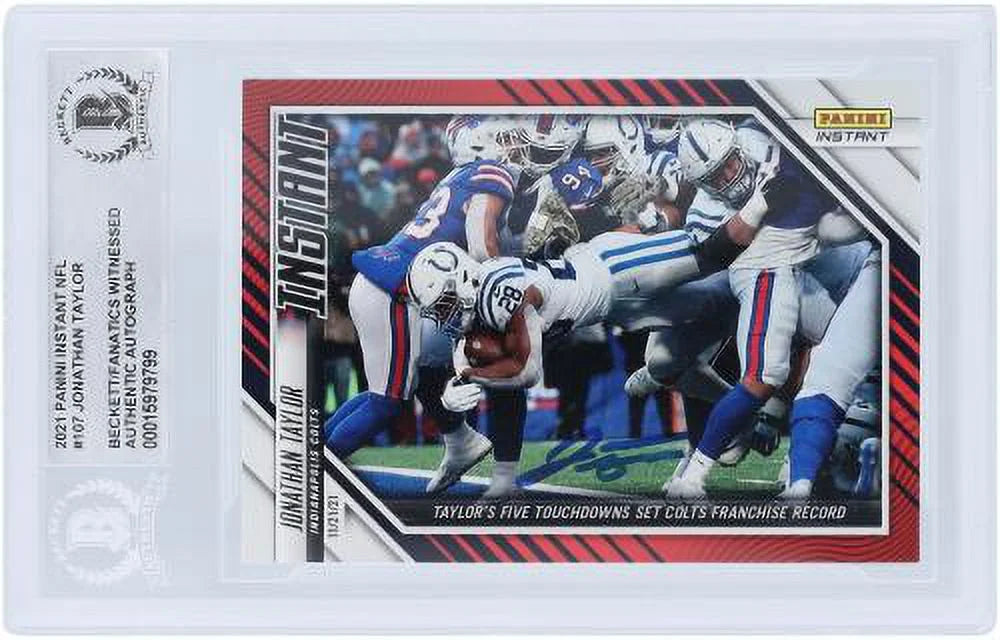 Jonathan Taylor Indianapolis Colts Autographed 2021 Panini Instant #107 Beckett Fanatics Witnessed Authenticated Card - Fanatics Authentic Certified