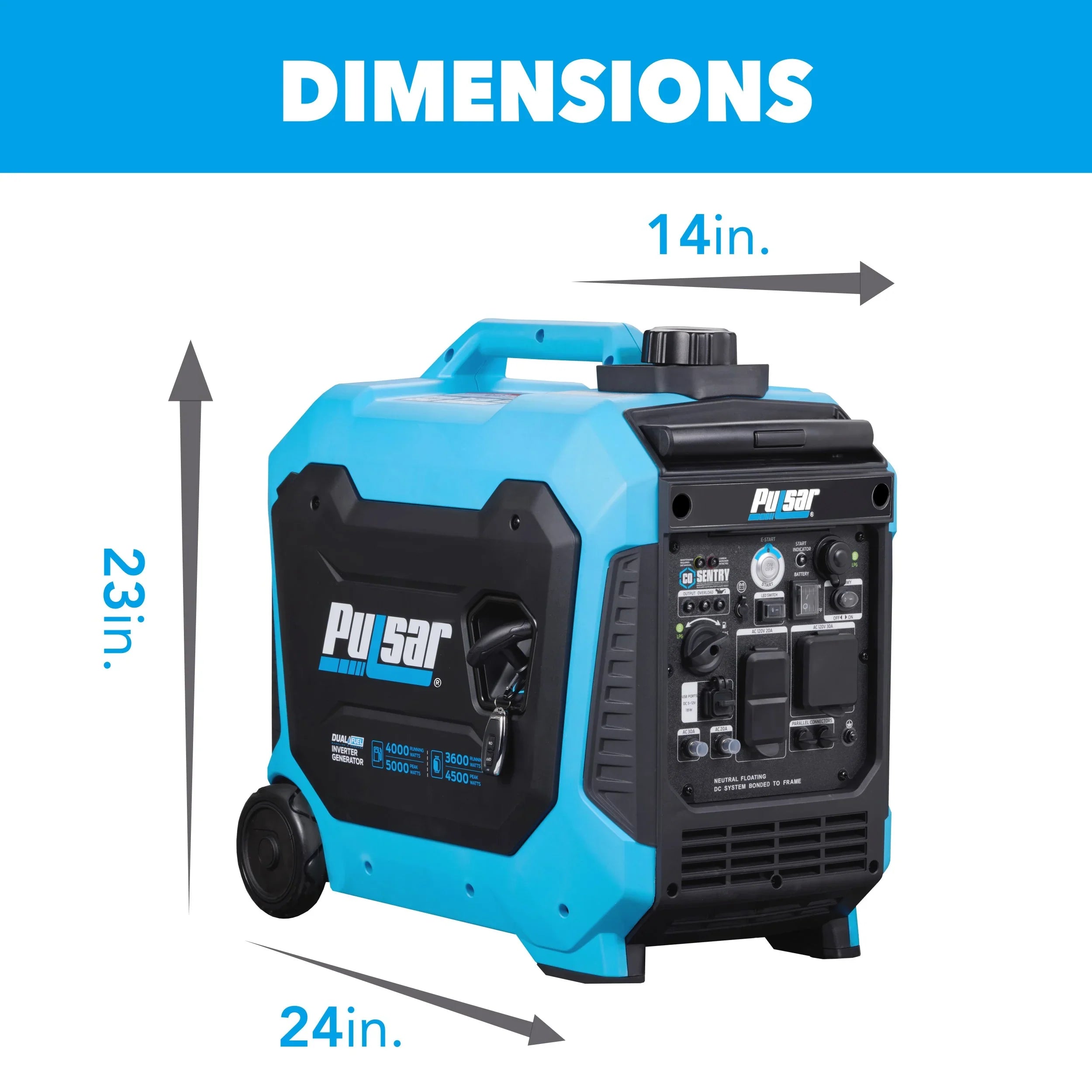 Stylish Pulsar 5000-Watt Dual Fuel RV Ready Inverter Generator with Remote Start and CO Sentry