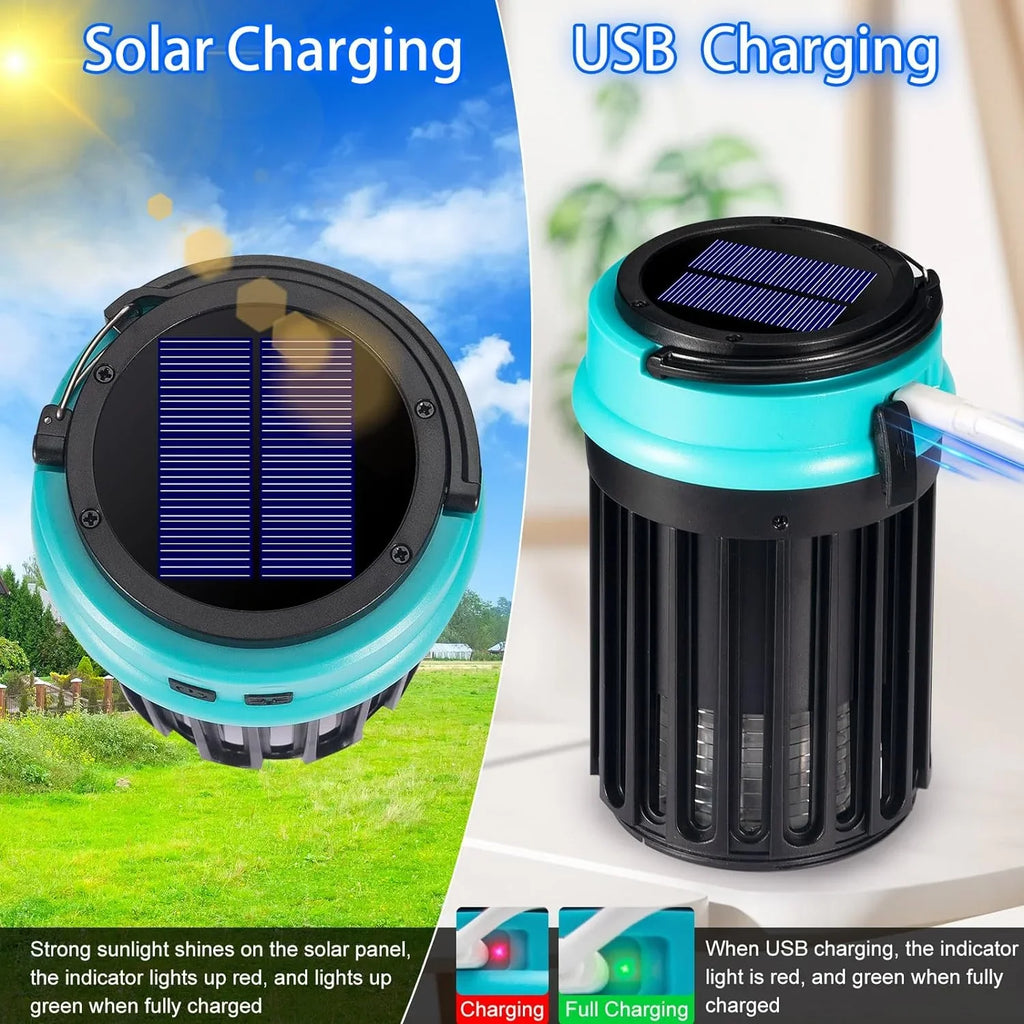 GÂ·PEH 3 in 1 Bug Zapper, Rechargeable Bug Zapper Outdoor Indoor Fly Trap Waterproof, Mosquito Zapper with Emergency Light for Home, Solar Bug Zapper Outdoor for Home, Backyard, Camping - Exclusive Design