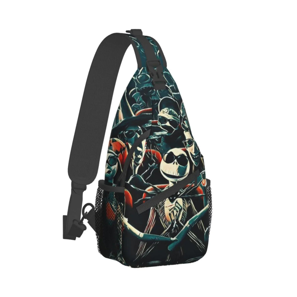Jack Skellington Chest Bags Crossbody Sling Backpack Unisex Travel Hiking Daypack Shoulder Bag Gifts For Women Men