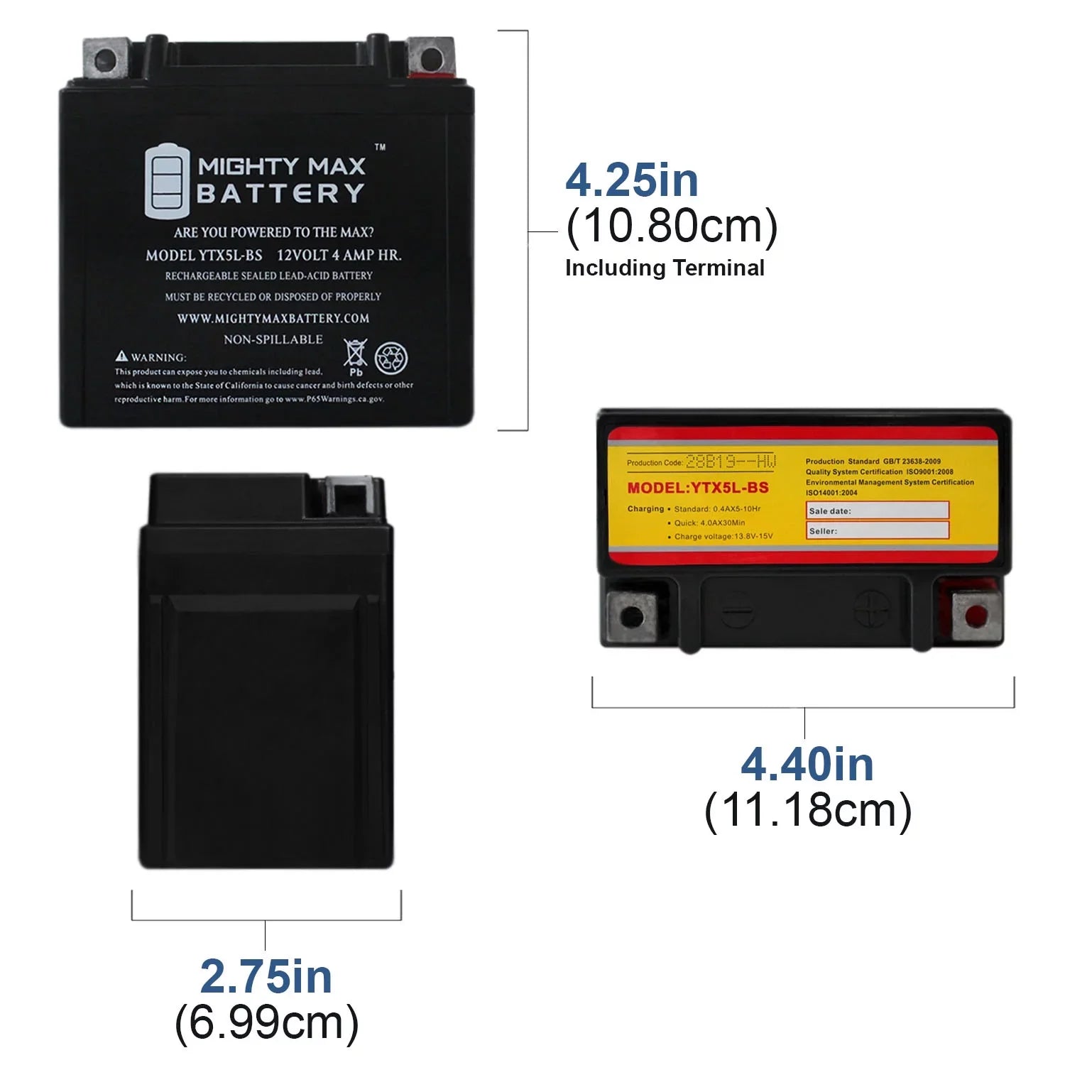 YTX5L-BS Battery Replacement for Kymco Super 9 - 50 2000 - 2 Pack - Exclusive Design