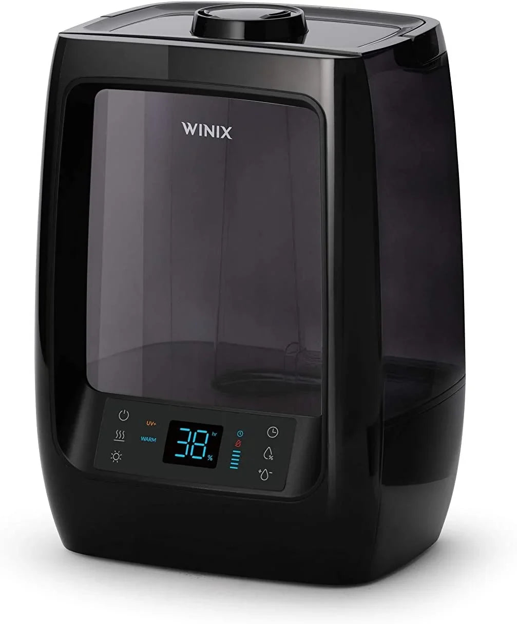 Stylish Winix L200 Ultrasonic Warm and Cool Mist Humidifier, 120 Hrs. Run Time, 2 Gal. Tank, Large Rooms, Quiet, LightCel UVc-LED Treated Tank, Essential Oil Tray with pre-soaked Essential Oil Pads